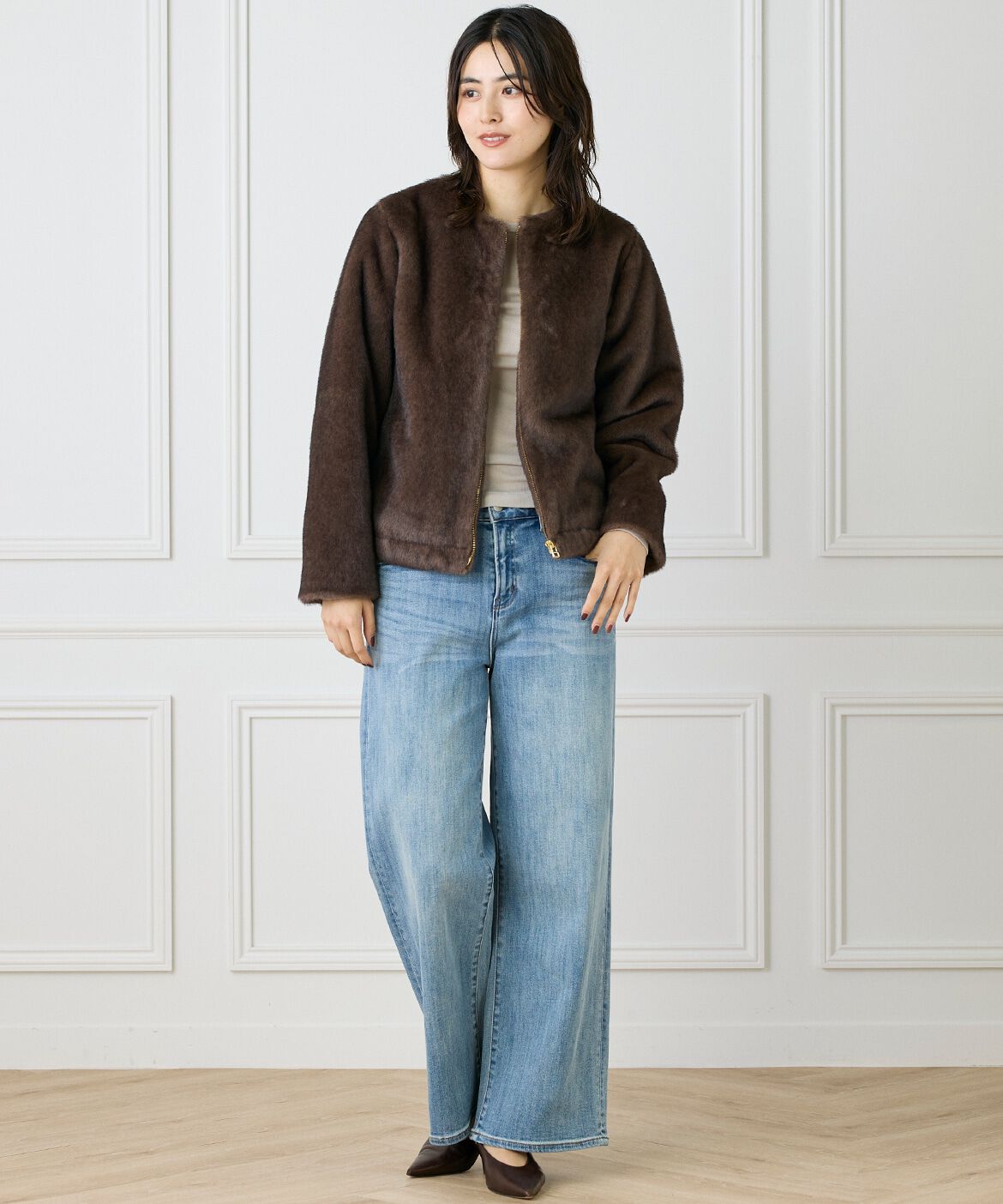 INED「《大きいサイズ》エコファーブルゾン」|その他|