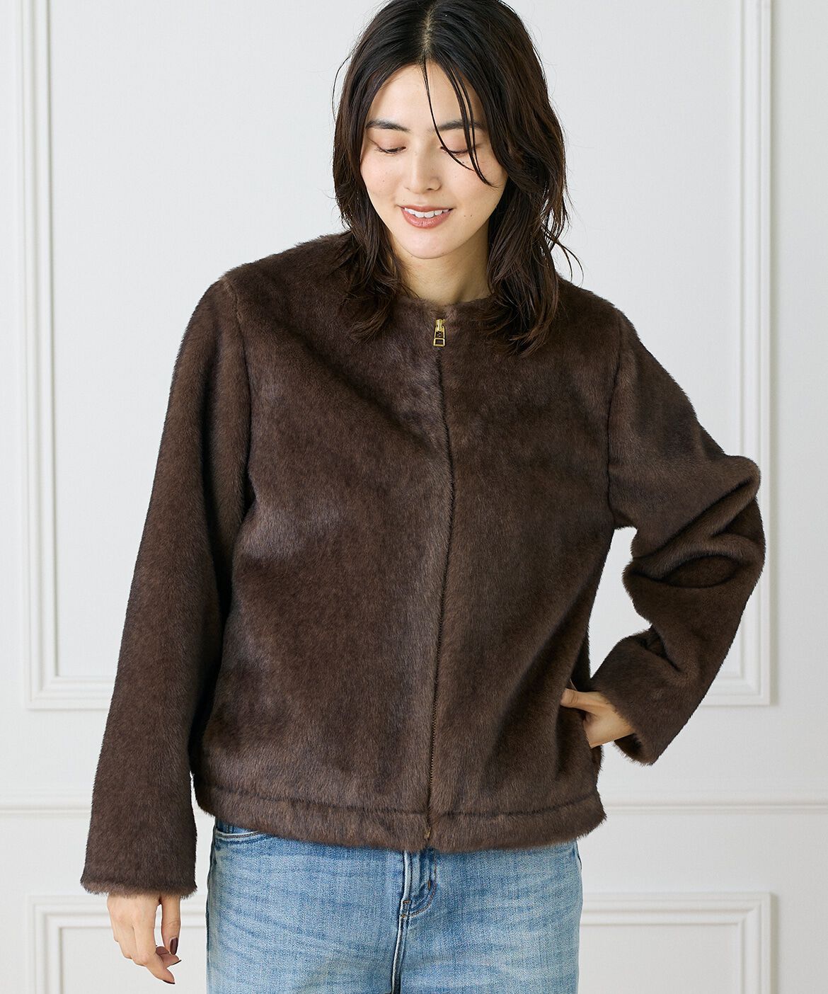 INED「《大きいサイズ》エコファーブルゾン」|その他|