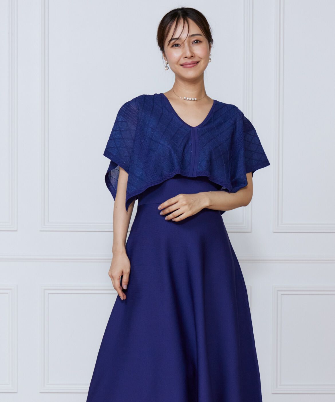 ef-de Black「シアーアーガイルワンピース」|ワンピース|ブルー1