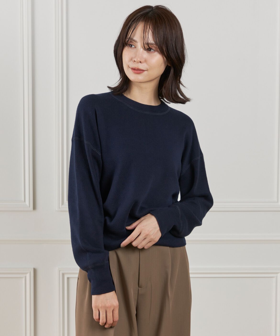 DAY by DAY it&rsquo;s international「クルーネックニットプルオーバー《Melty air organic coton》」|ニット・セーター|ネイビー