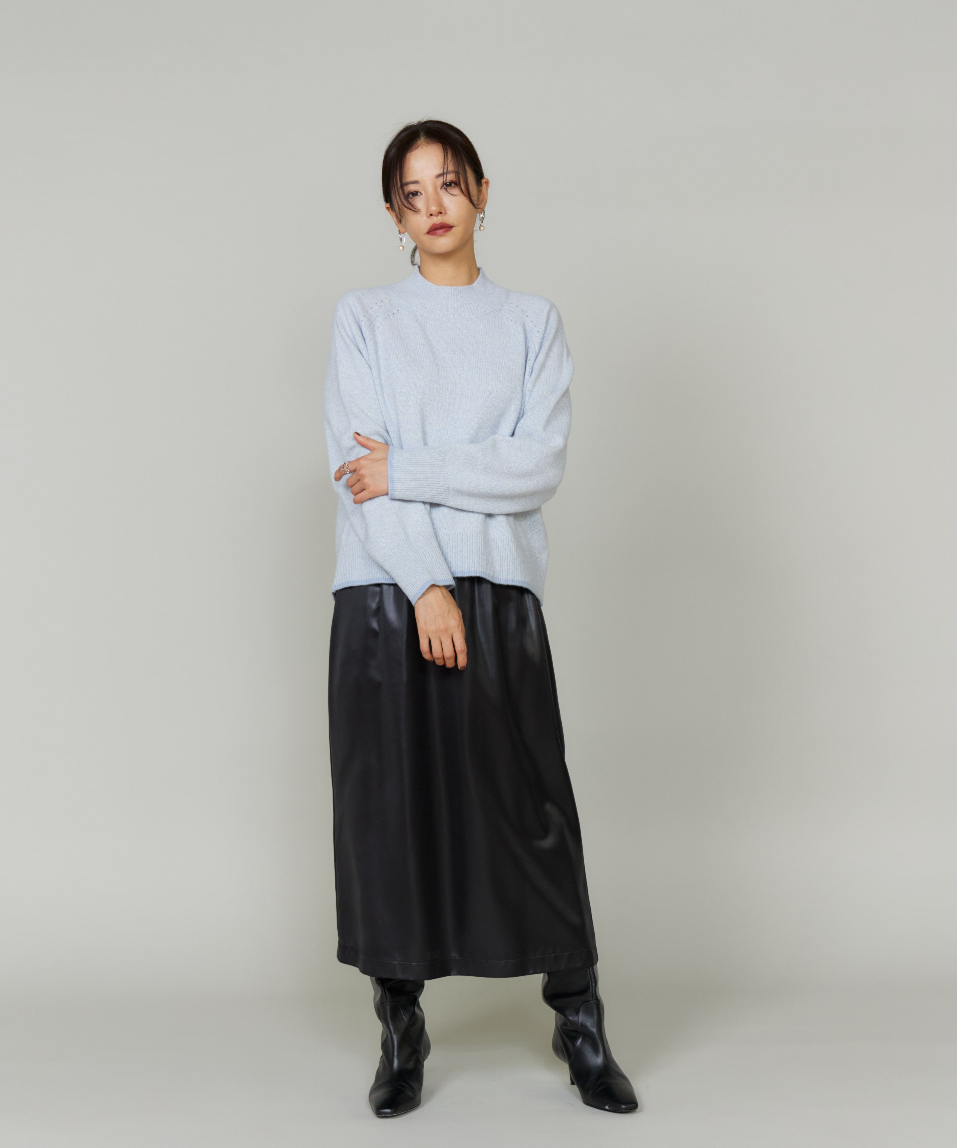 Le Souk「《大きいサイズ》ミックスカラーハイネックプルオーバー」|ニット・セーター|