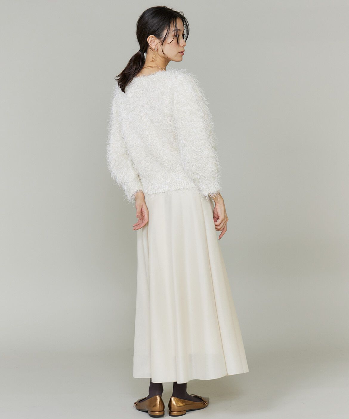 INED「《大きいサイズ》シャギーヤーンニットプルオーバー」|ニット・セーター|