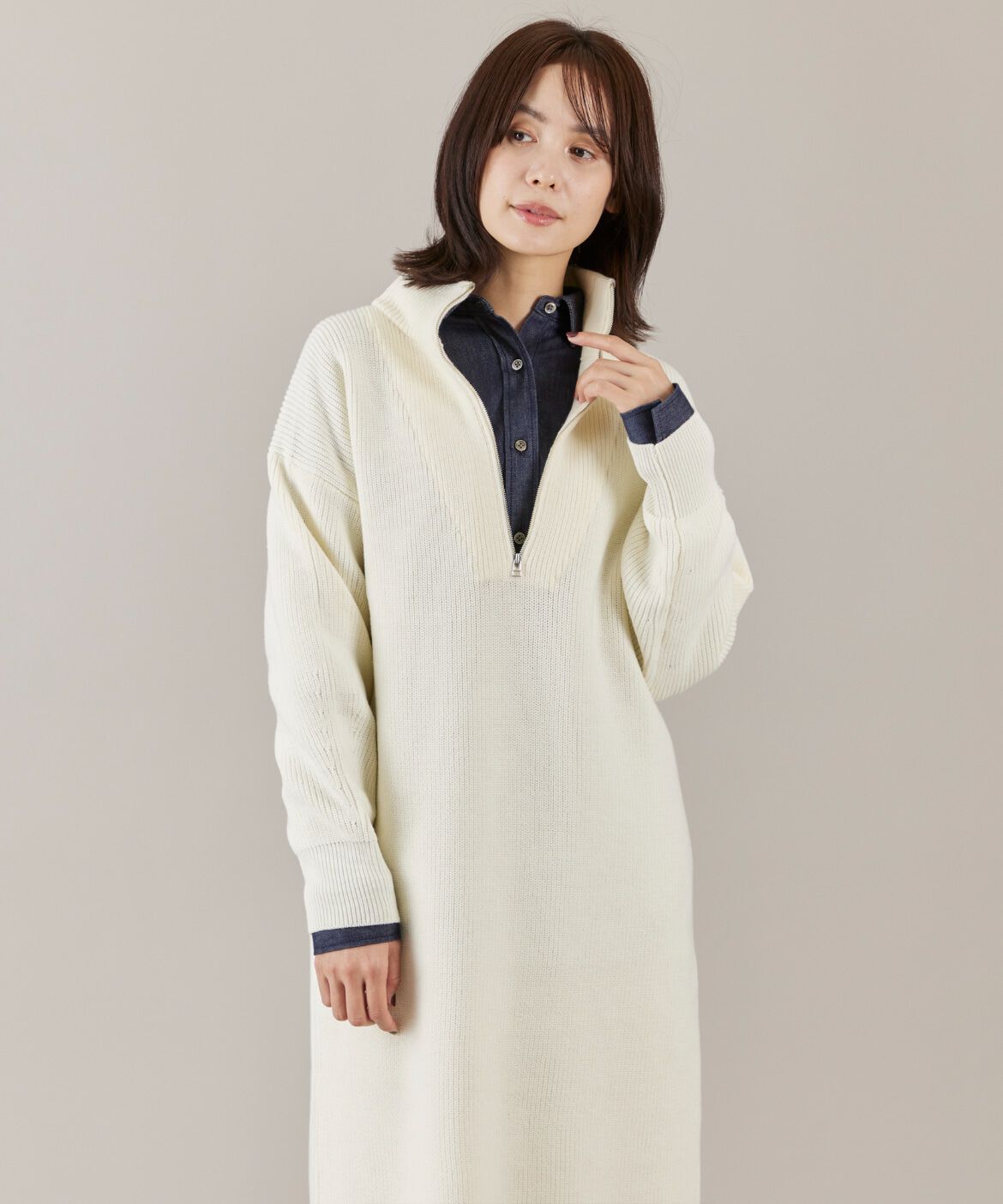 DAY by DAY it&rsquo;s international「ハーフジップニットワンピース」|ワンピース|オフホワイト1