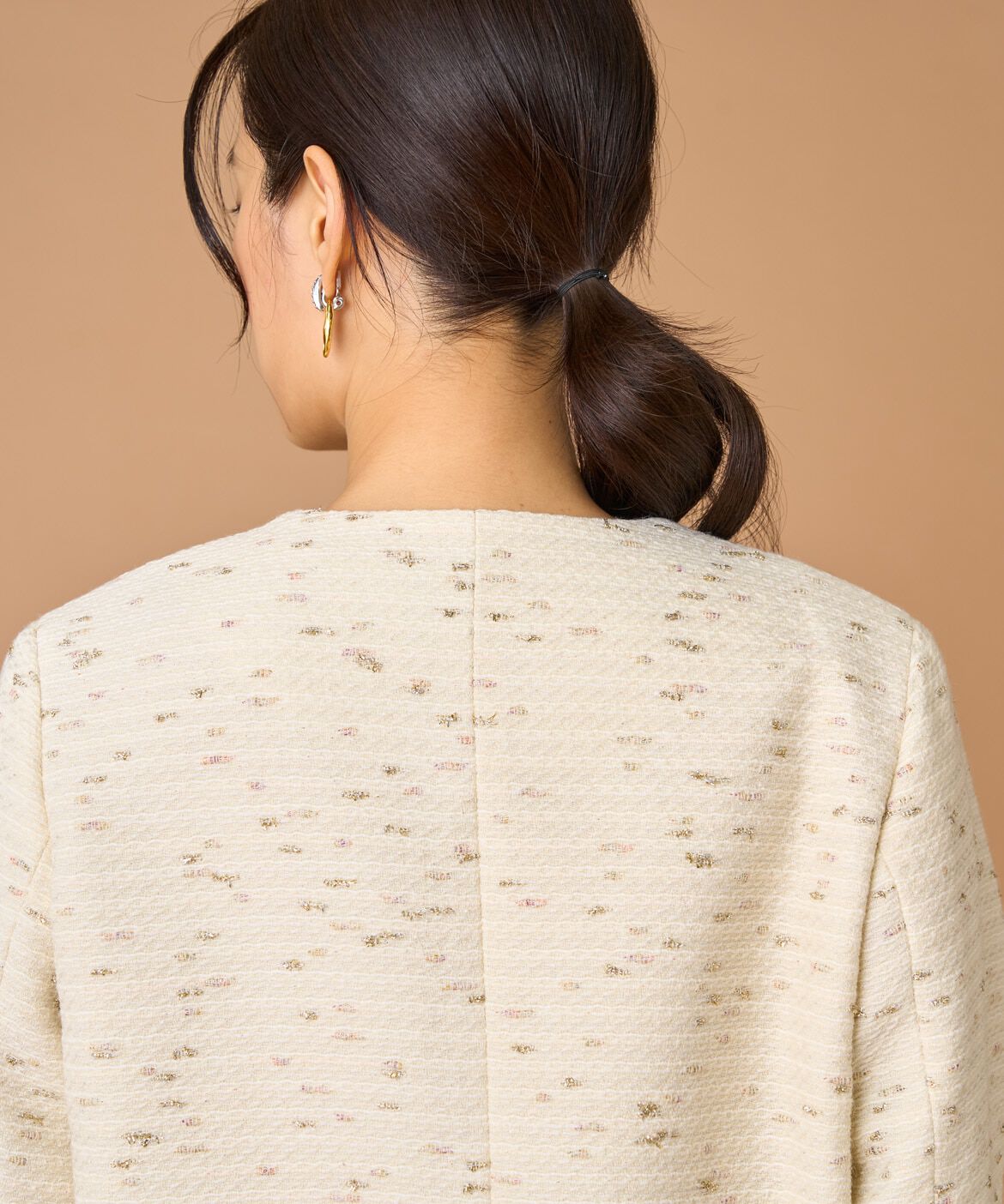 INED「ノーカラーツイードジャケット《LINTON》」|ノーカラージャケット|