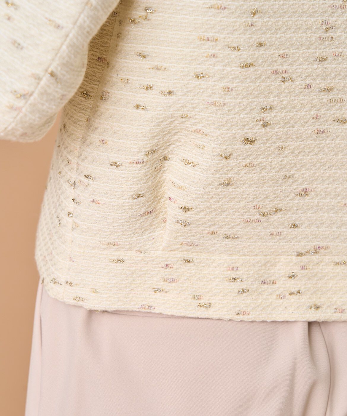 INED「ノーカラーツイードジャケット《LINTON》」|ノーカラージャケット|