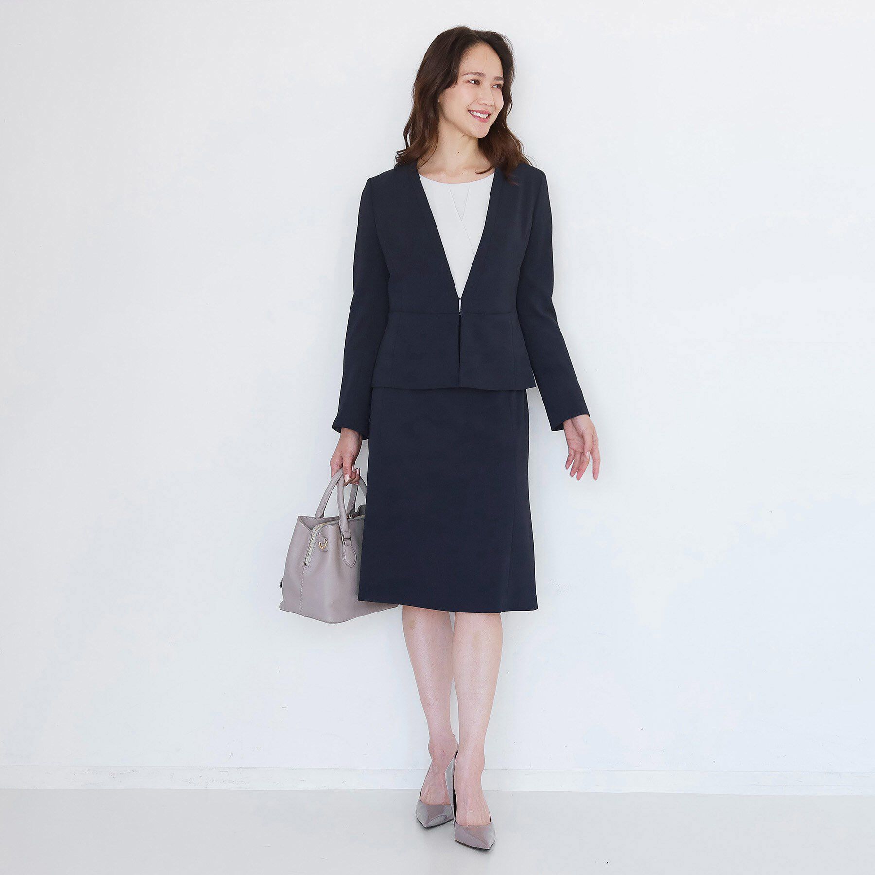 COUP DE CHANCE「【手洗い可／日本製／伸縮性／スーツ可】カラーレスジャケット」|ノーカラージャケット|