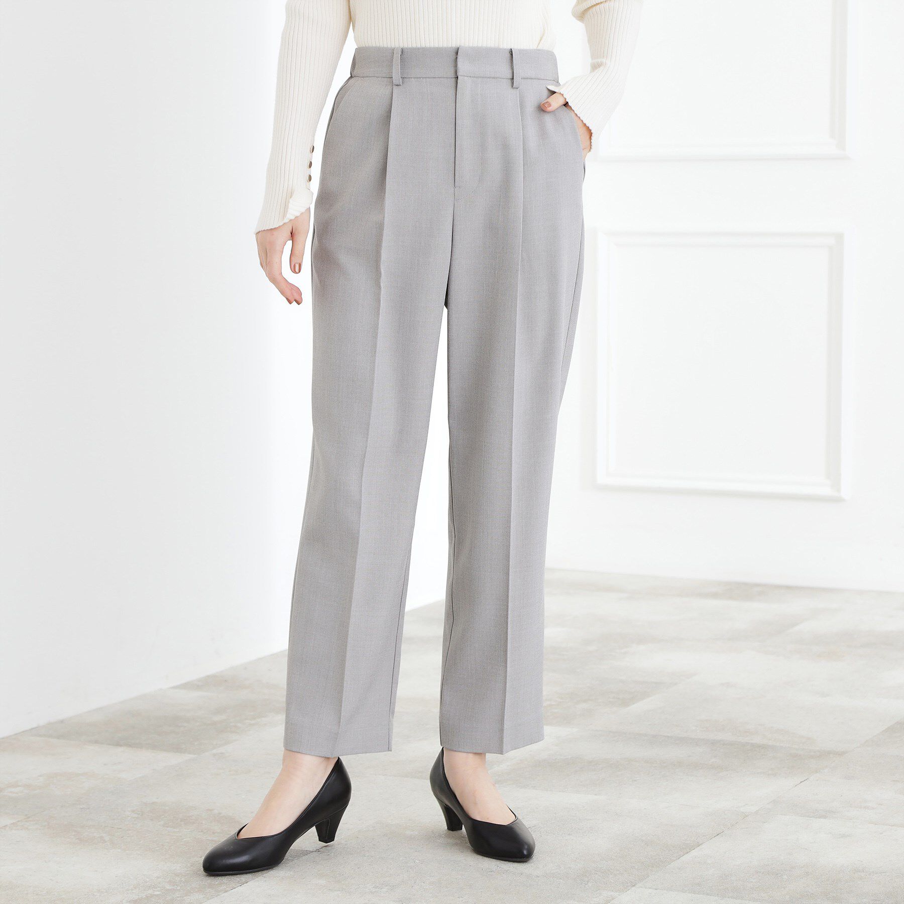 grove「【マシンウォッシュ/防シワ/S-3L】着回しできるカセット服テーパードパンツ」|その他|