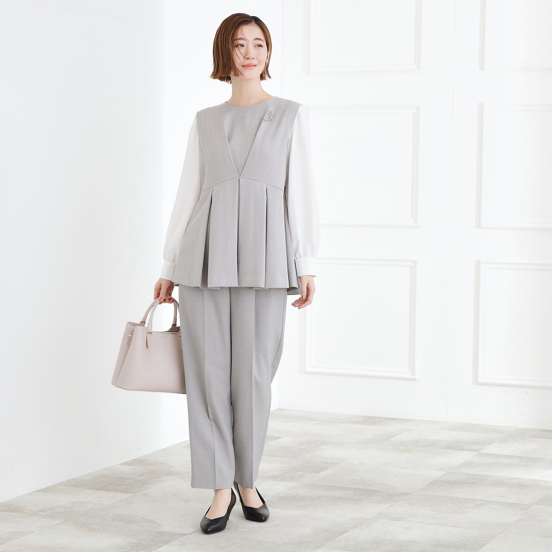 grove「【マシンウォッシュ/防シワ/S-3L】着回しできるカセット服テーパードパンツ」|その他|