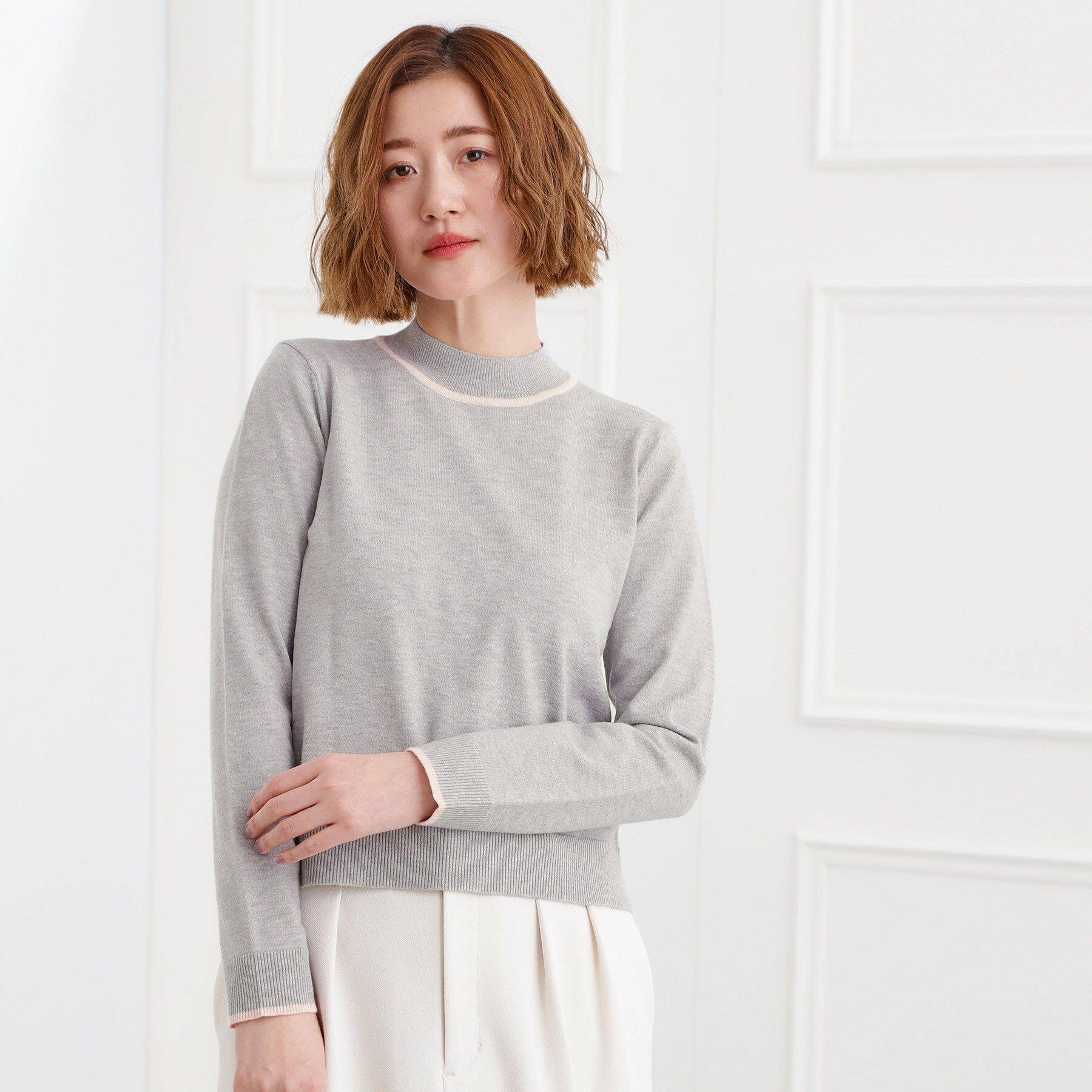 grove「バイカラーハイネックニット」|ニット・セーター|