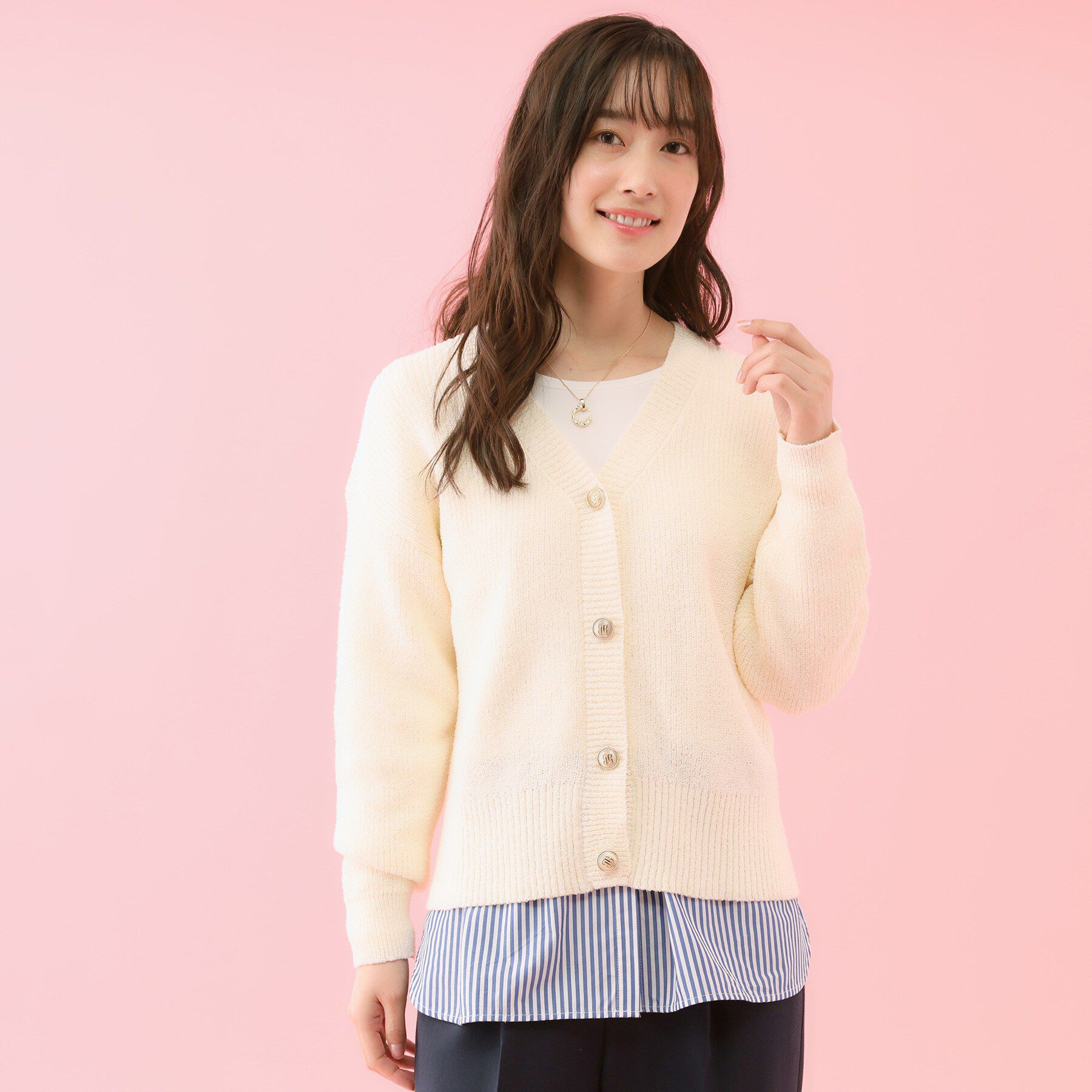 grove「【コラボITEM】Philly Chocolate ブークレカーディガン」|カーディガン|オフホワイト(003