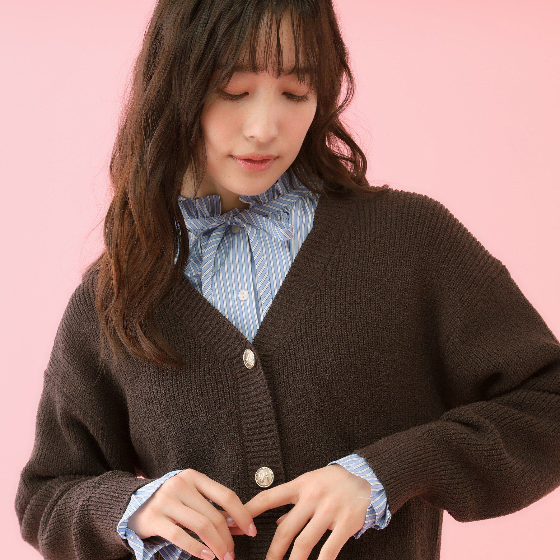 grove「【コラボITEM】Philly Chocolate ブークレカーディガン」|カーディガン|