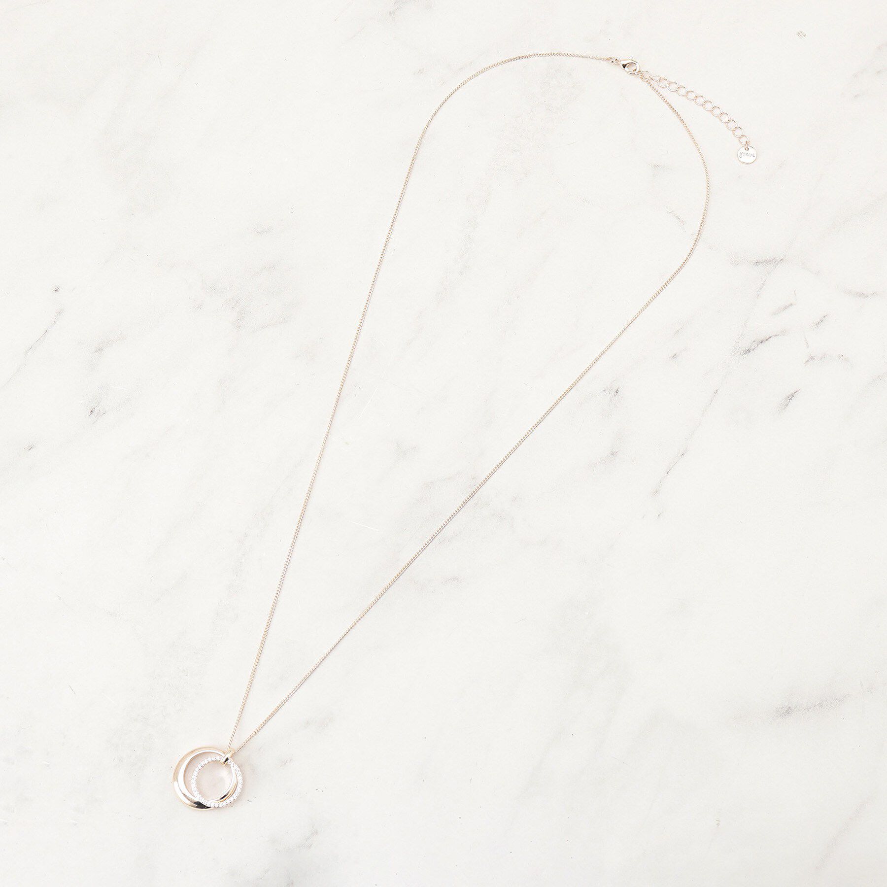 grove「ダブルメタルビジューリングネックレス」|ネックレス|