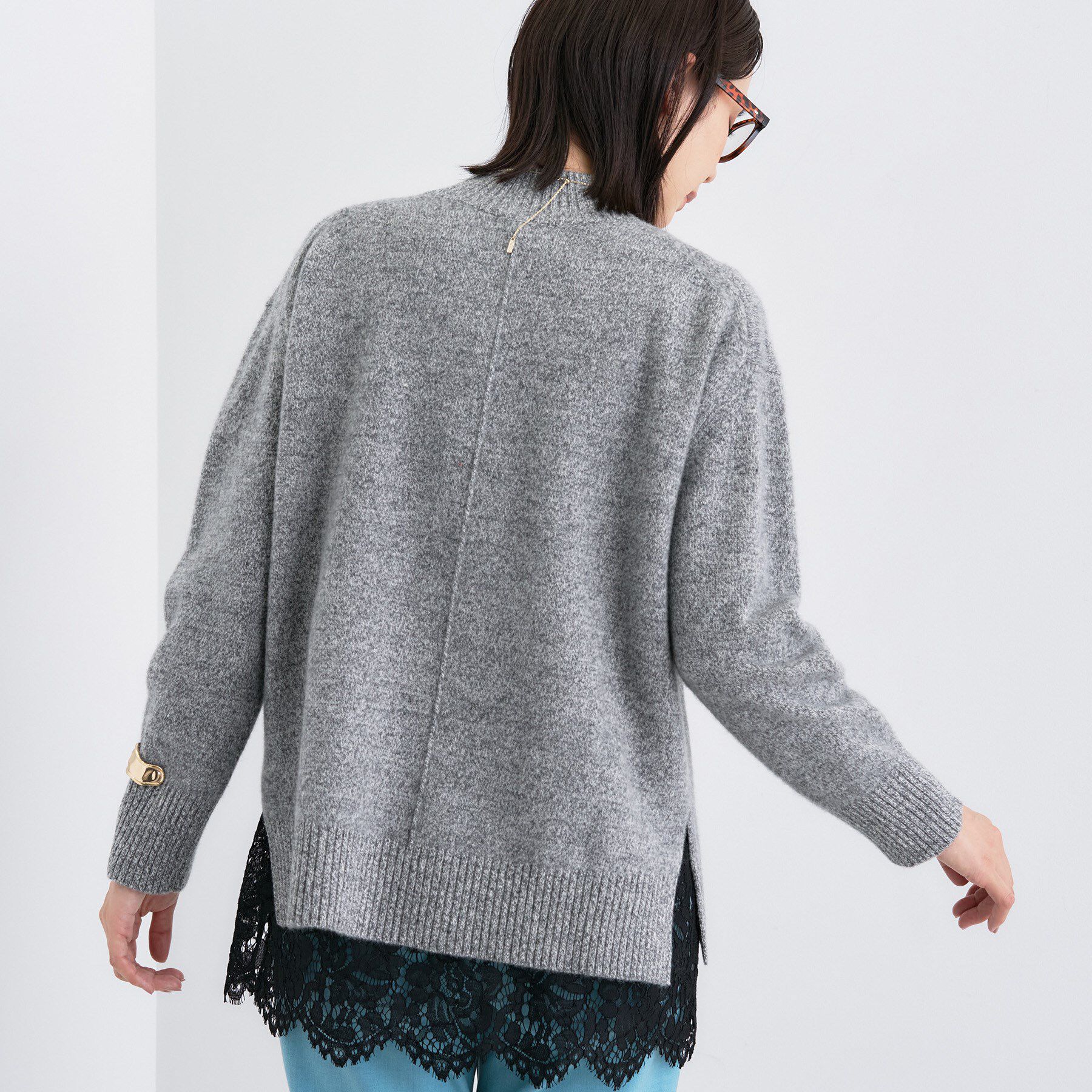 INDIVI「【冬ニット人気NO．1！／カシミヤ混】ミドルゲージハイネックニット」|ニット・セーター|