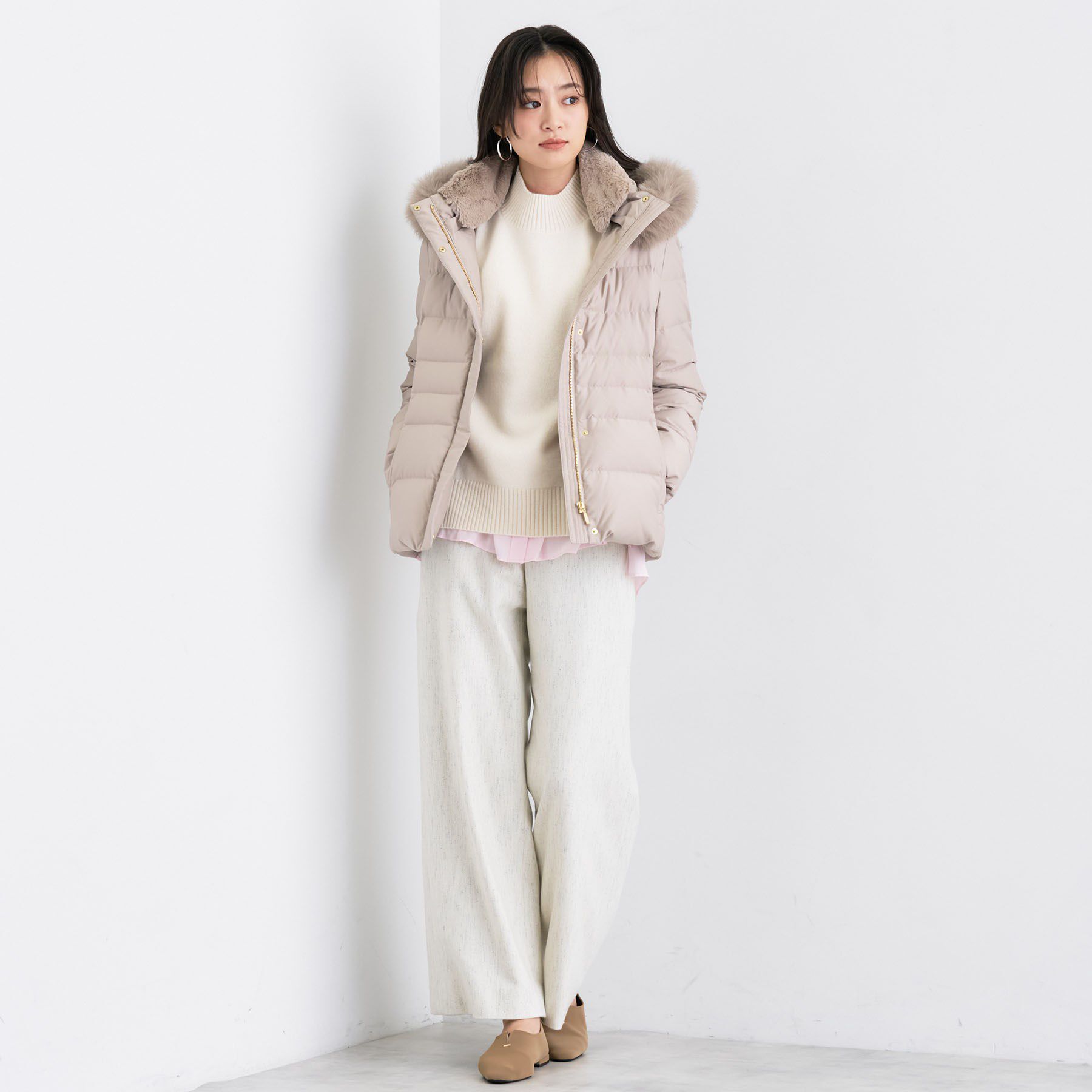 INDIVI「【冬ニット人気NO．1！／カシミヤ混】ミドルゲージハイネックニット」|ニット・セーター|