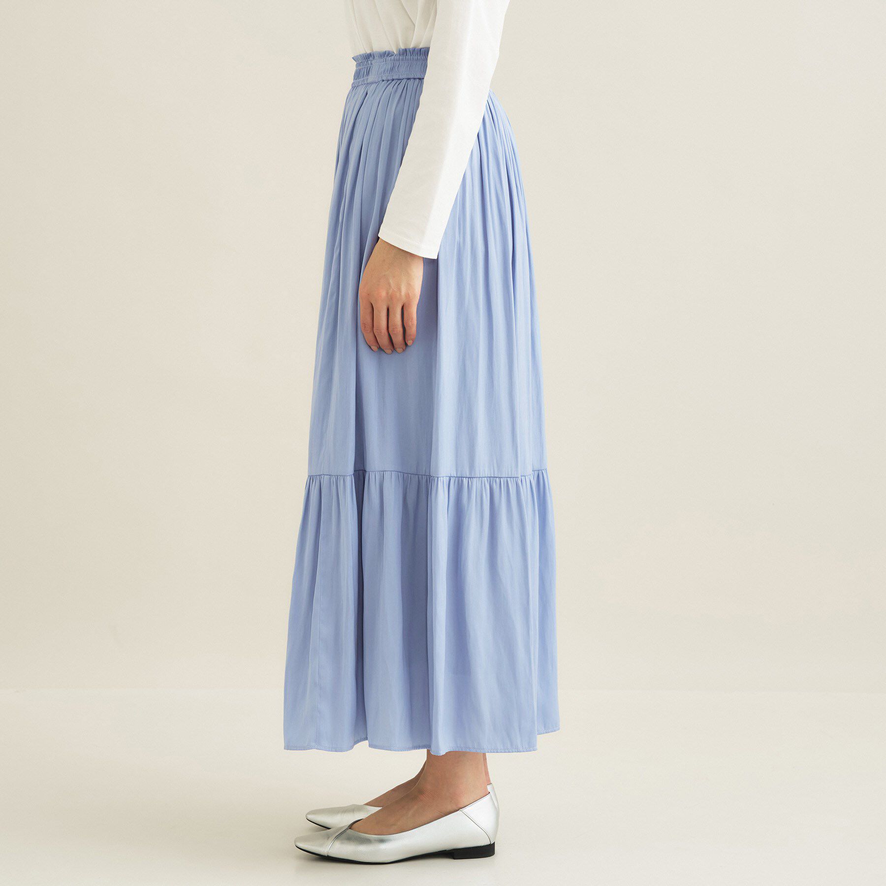 INDIVI「【洗える／丈調整可能】ギャザーフレアスカート」|スカート|