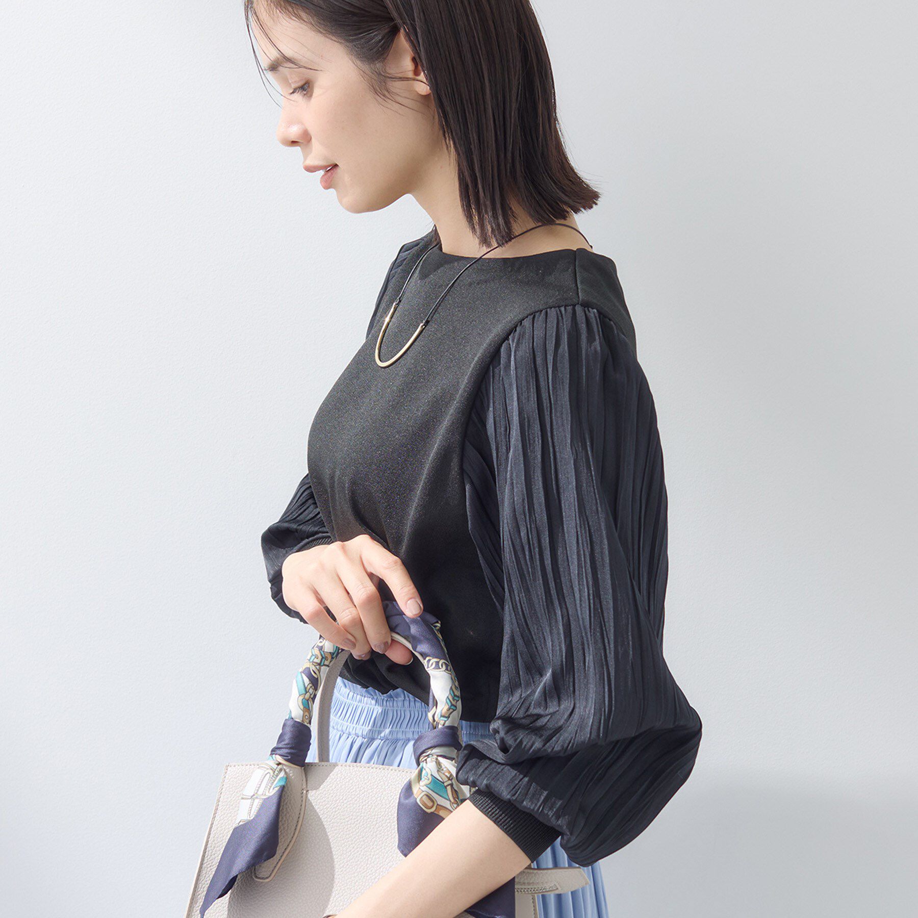 INDIVI「【洗える／華やか】袖プリーツニット」|ニット・セーター|