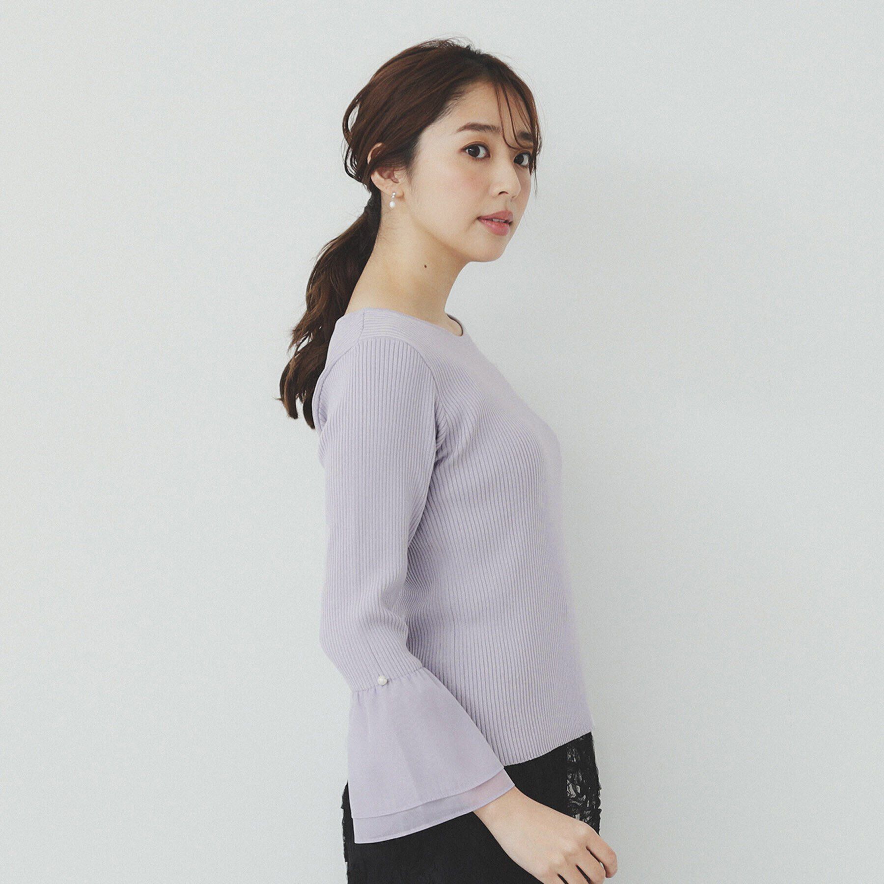 index「フレアスリーブリブニット【洗濯機洗い可】」|ニット・セーター|