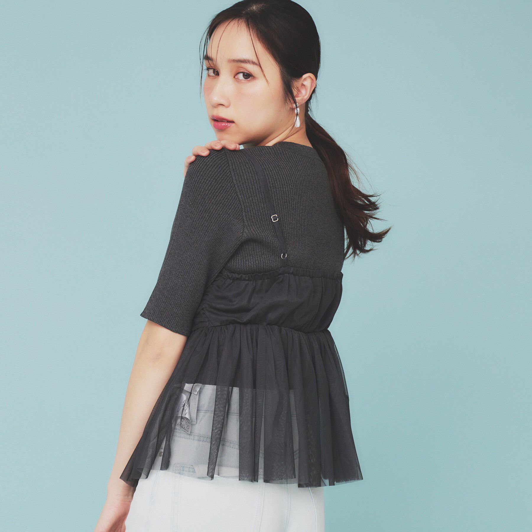 index「《ツインセット》アシメチュールキャミ&times;ラメリブニット【洗濯機洗い可】」|ニット・セーター|