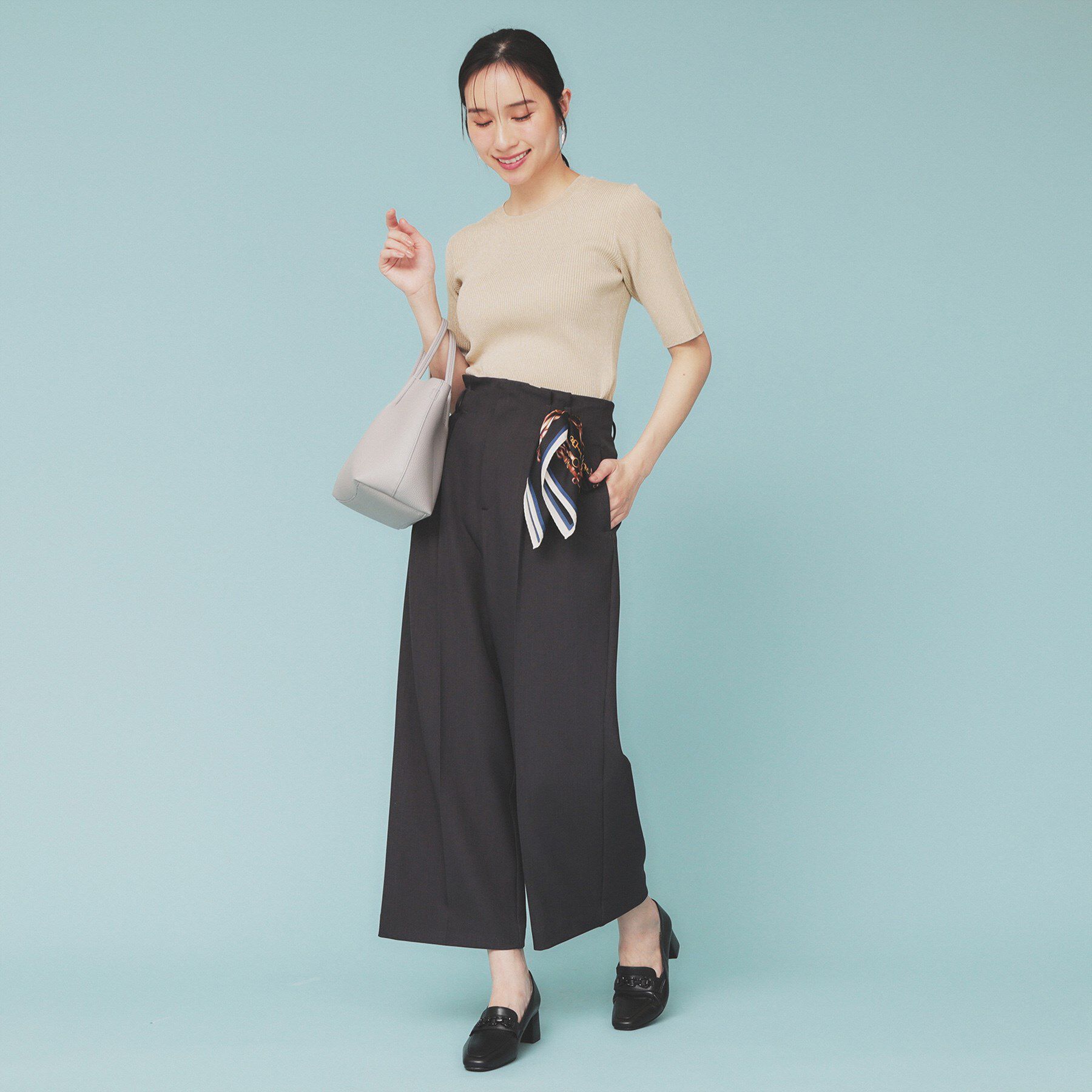 index「《ツインセット》アシメチュールキャミ&times;ラメリブニット【洗濯機洗い可】」|ニット・セーター|