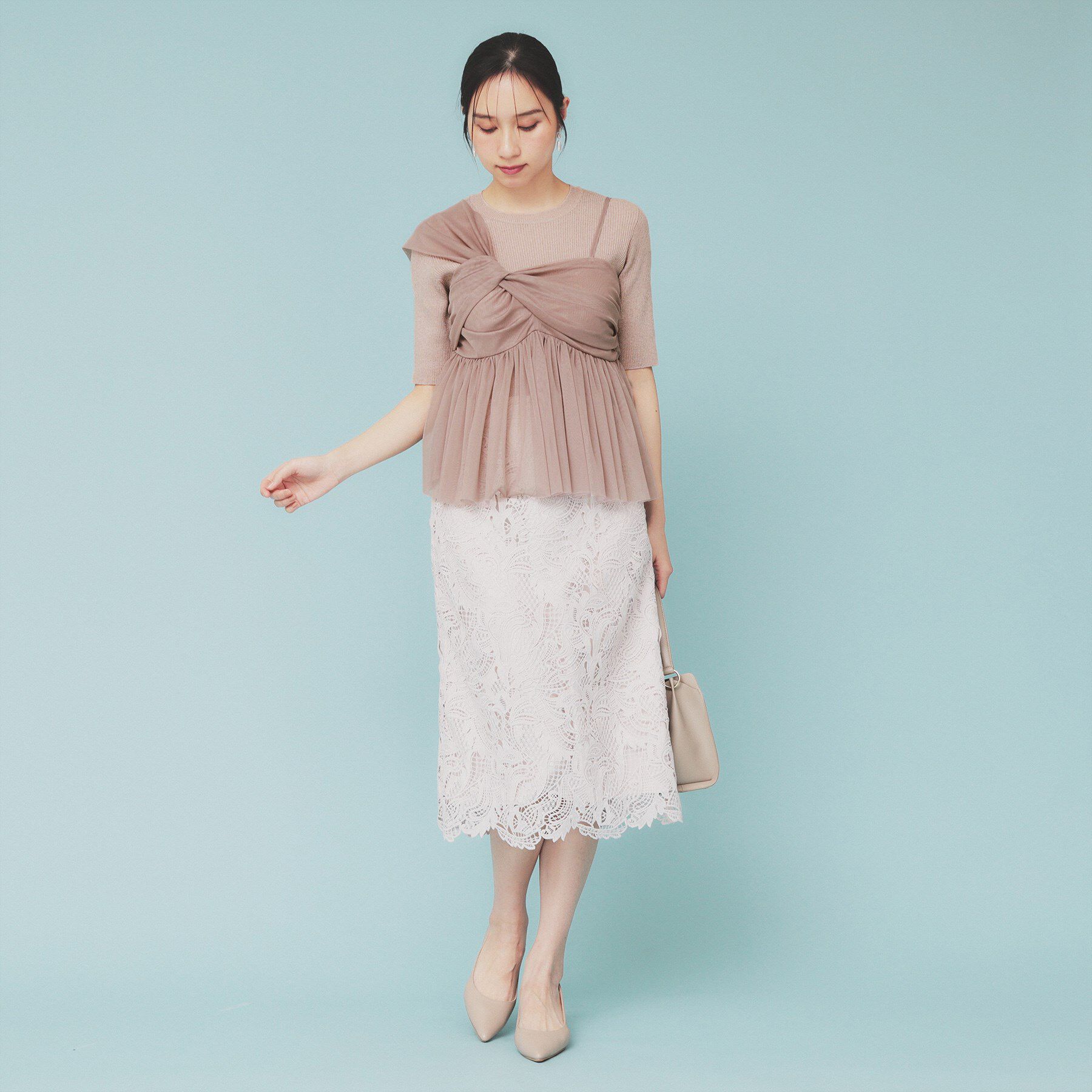 index「《ツインセット》アシメチュールキャミ&times;ラメリブニット【洗濯機洗い可】」|ニット・セーター|