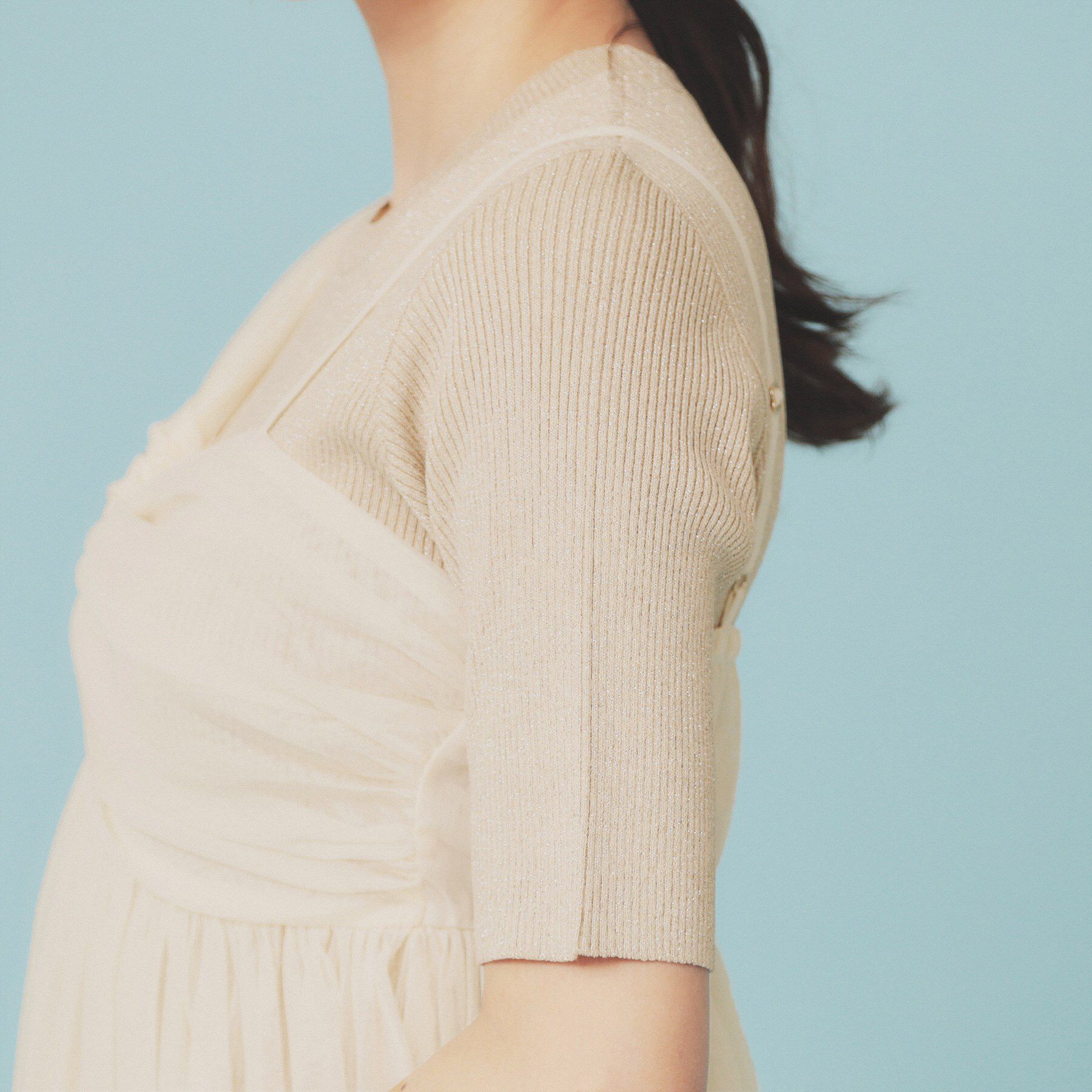 index「《ツインセット》アシメチュールキャミ&times;ラメリブニット【洗濯機洗い可】」|ニット・セーター|