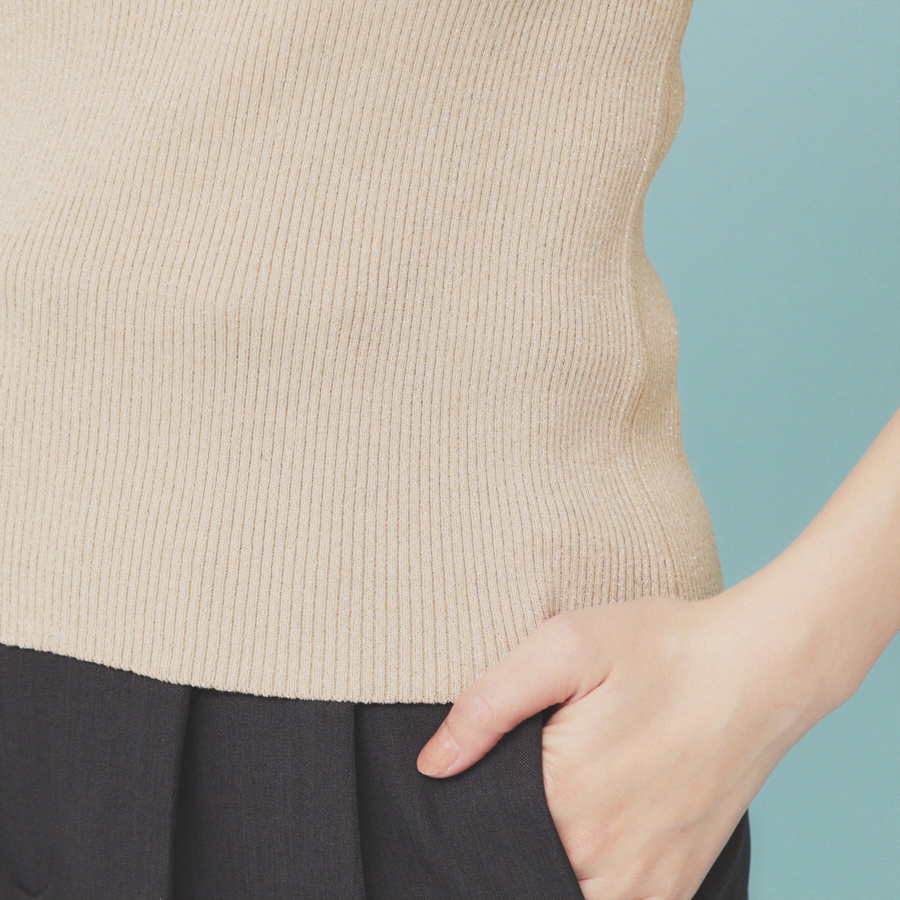 index「《ツインセット》アシメチュールキャミ&times;ラメリブニット【洗濯機洗い可】」|ニット・セーター|