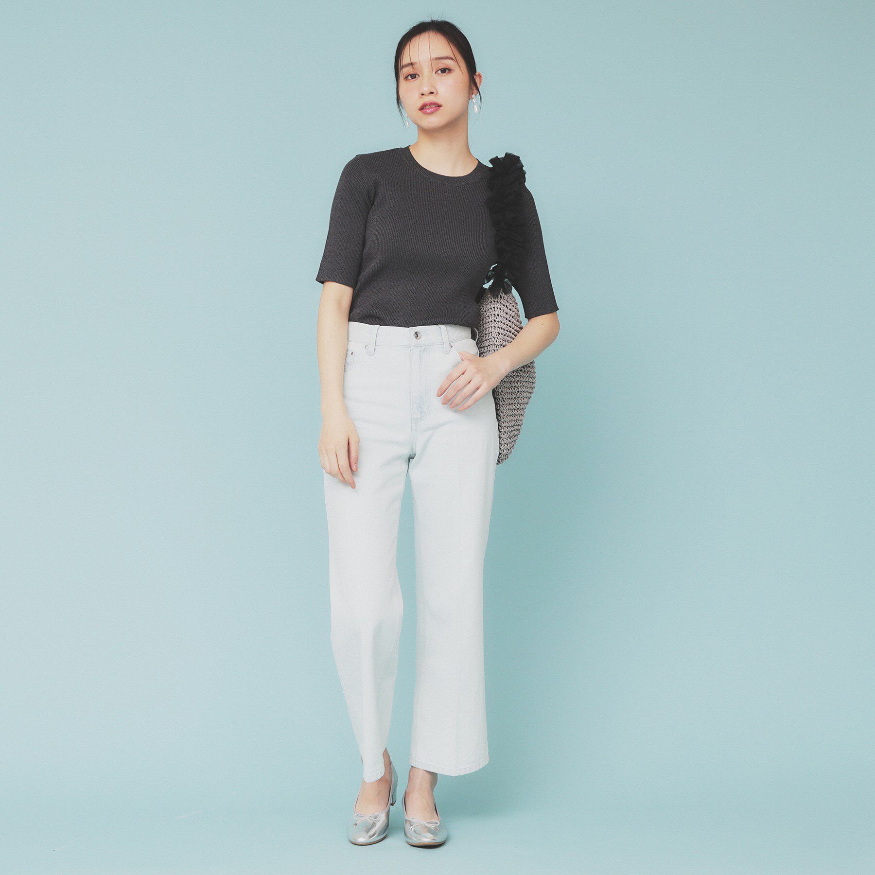 index「《ツインセット》アシメチュールキャミ&times;ラメリブニット【洗濯機洗い可】」|ニット・セーター|