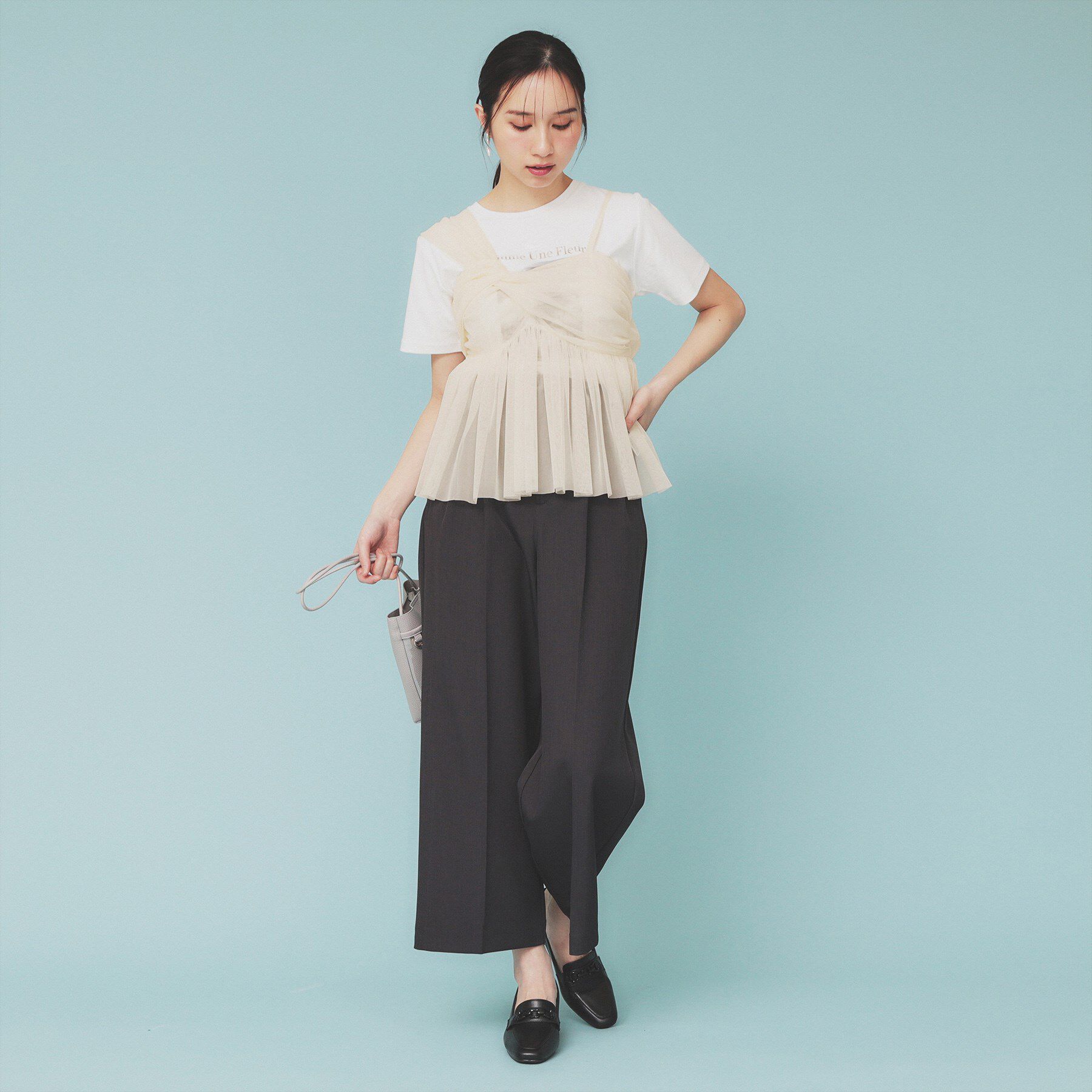 index「《ツインセット》アシメチュールキャミ&times;ラメリブニット【洗濯機洗い可】」|ニット・セーター|