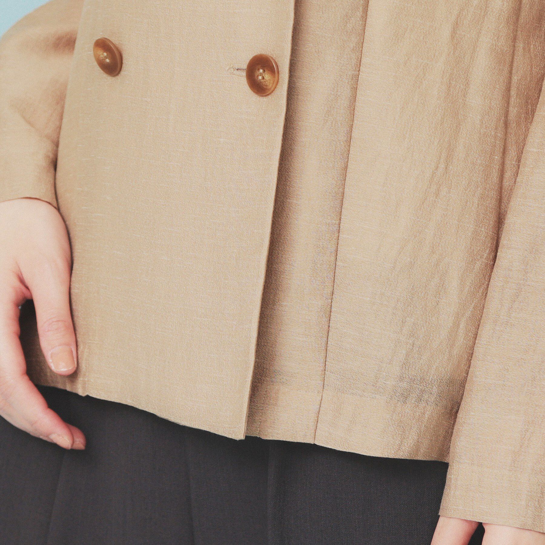 index「麻調シアーダブルブレストテーラードジャケット【洗濯機洗い可】」|テーラードジャケット|