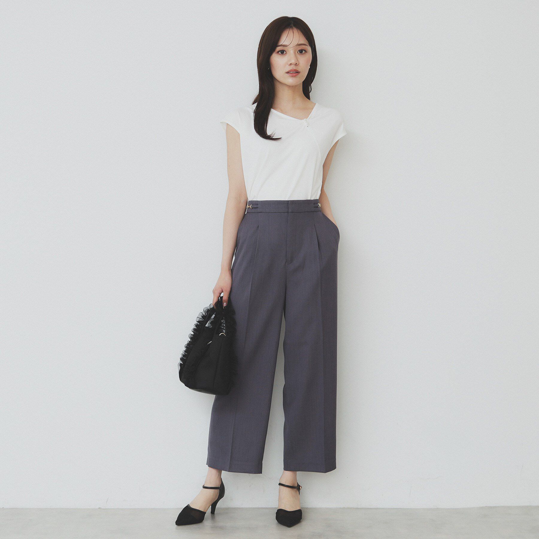 index「アシメリボンフレンチトップス【接触冷感/UVケア/洗濯機洗い可】」|Tシャツ・カットソー|