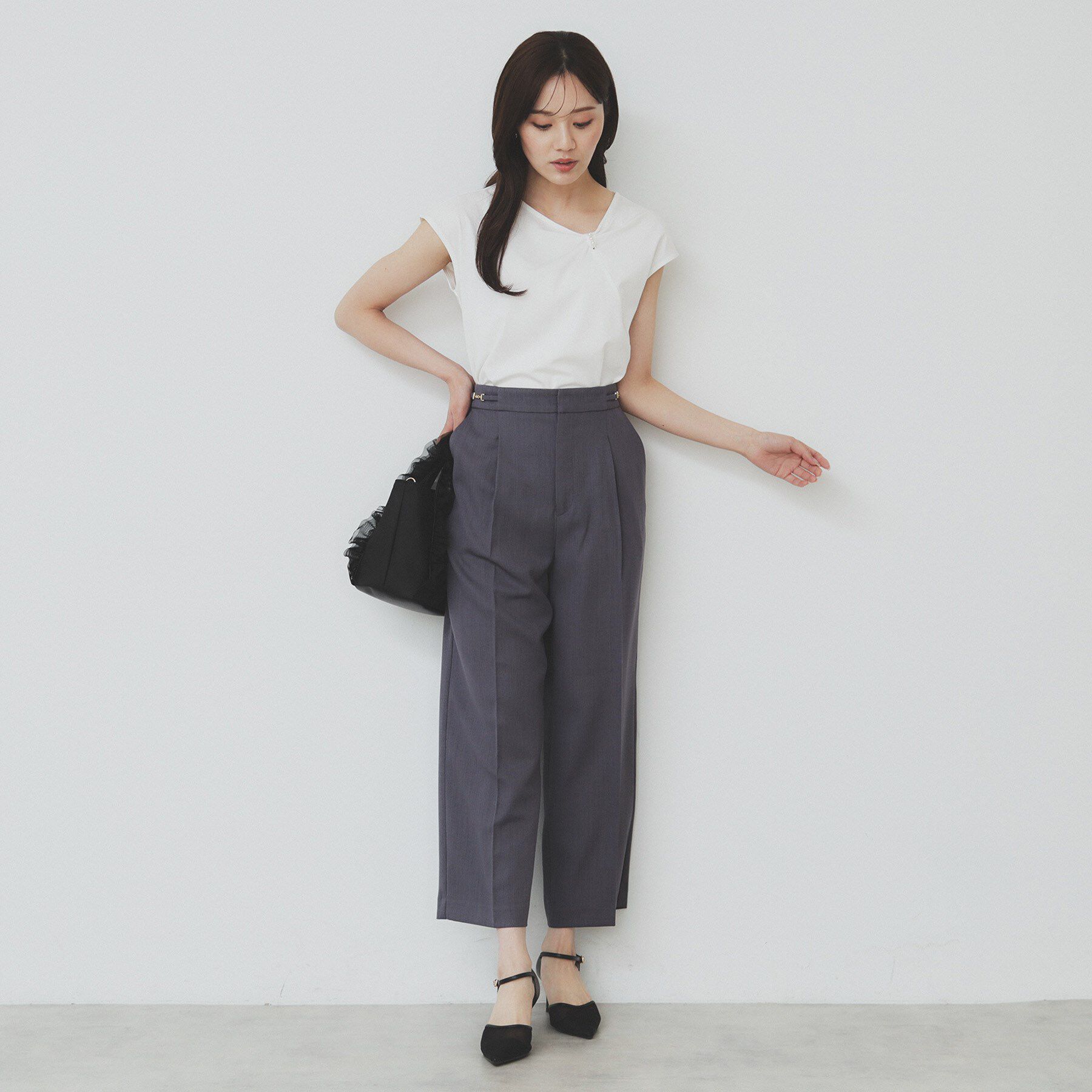 index「アシメリボンフレンチトップス【接触冷感/UVケア/洗濯機洗い可】」|Tシャツ・カットソー|