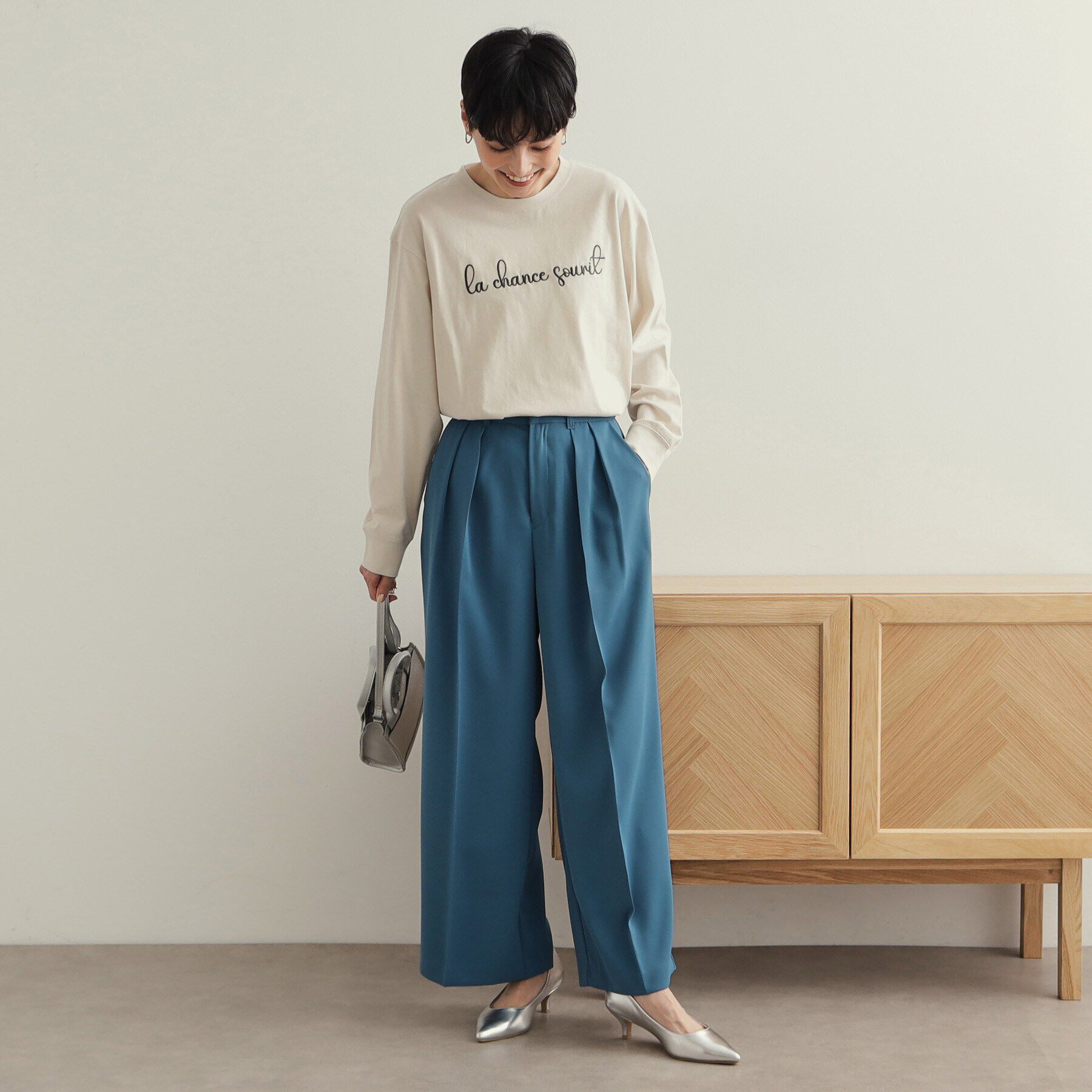 OPAQUE.CLIP「刺繍ロゴトップス【洗濯機洗い可】」|Tシャツ・カットソー|