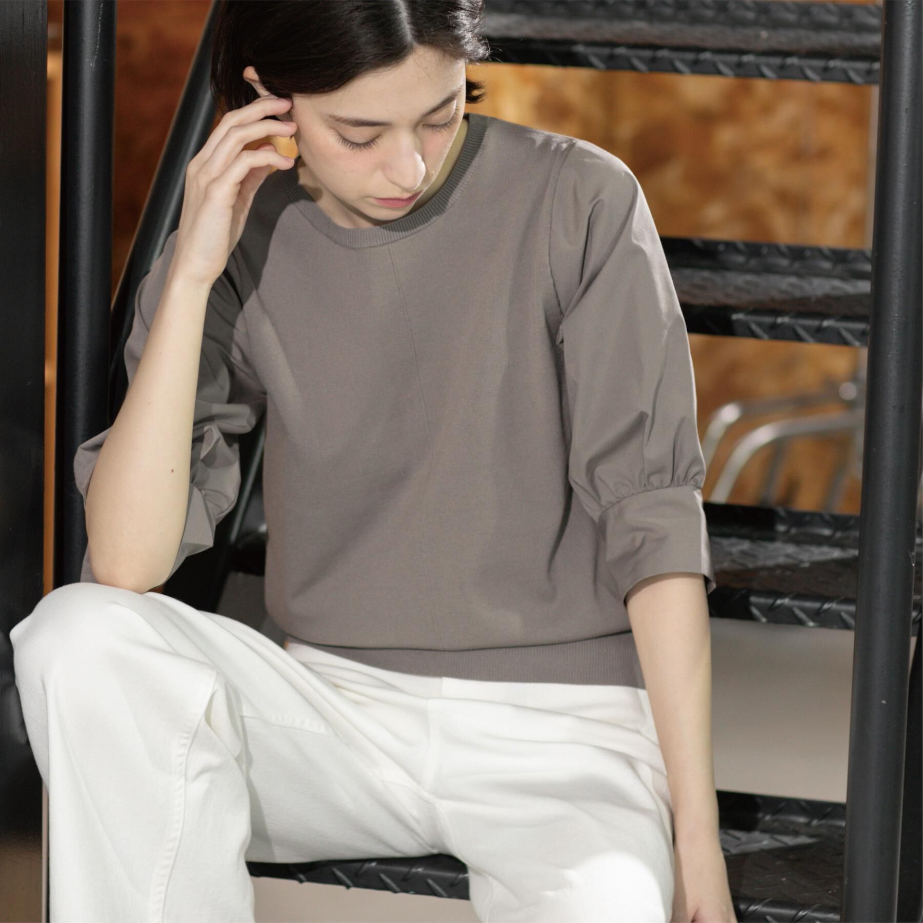 OPAQUE.CLIP「フハクスリーブドッキングニット【洗濯機洗い可】」|ニット・セーター|