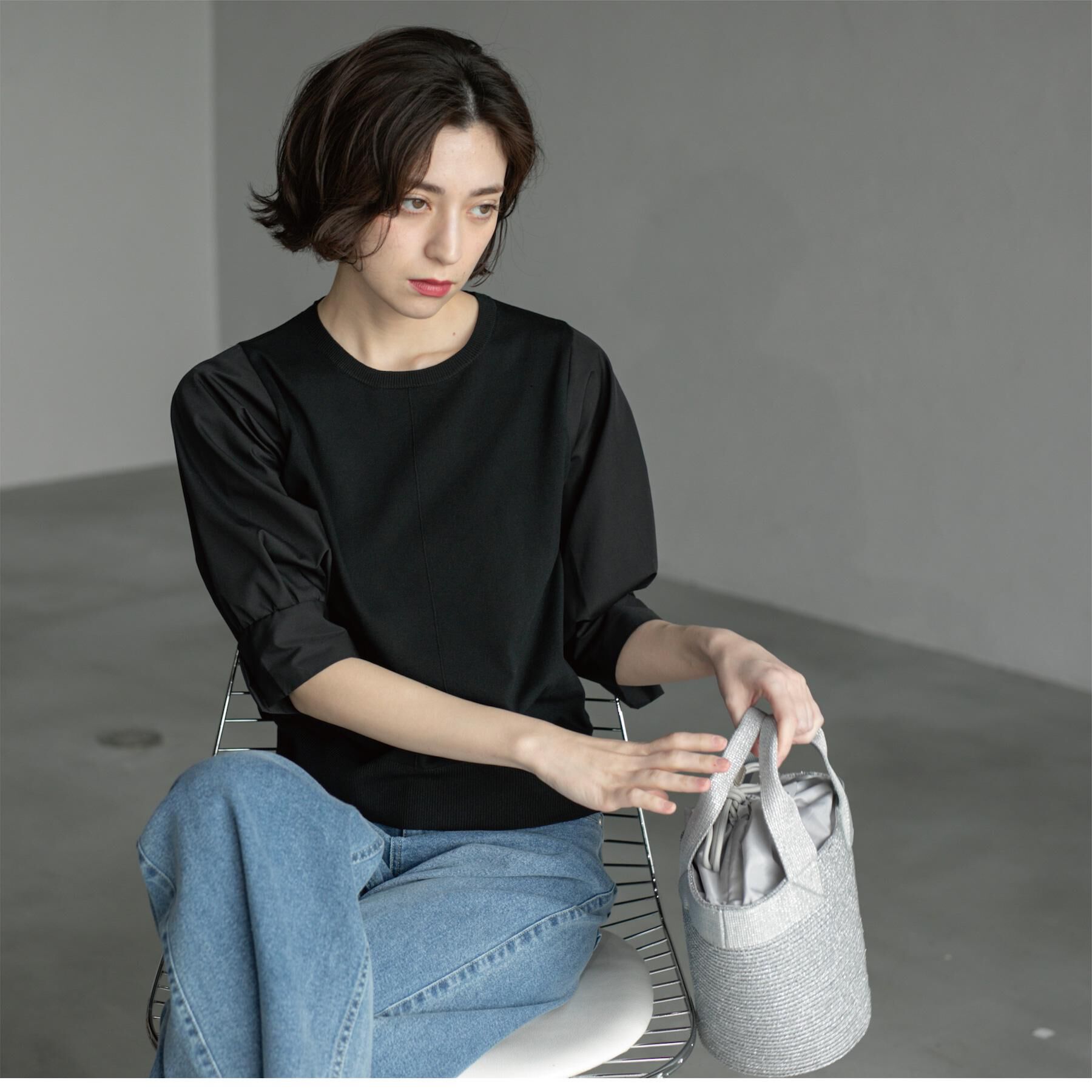 OPAQUE.CLIP「フハクスリーブドッキングニット【洗濯機洗い可】」|ニット・セーター|