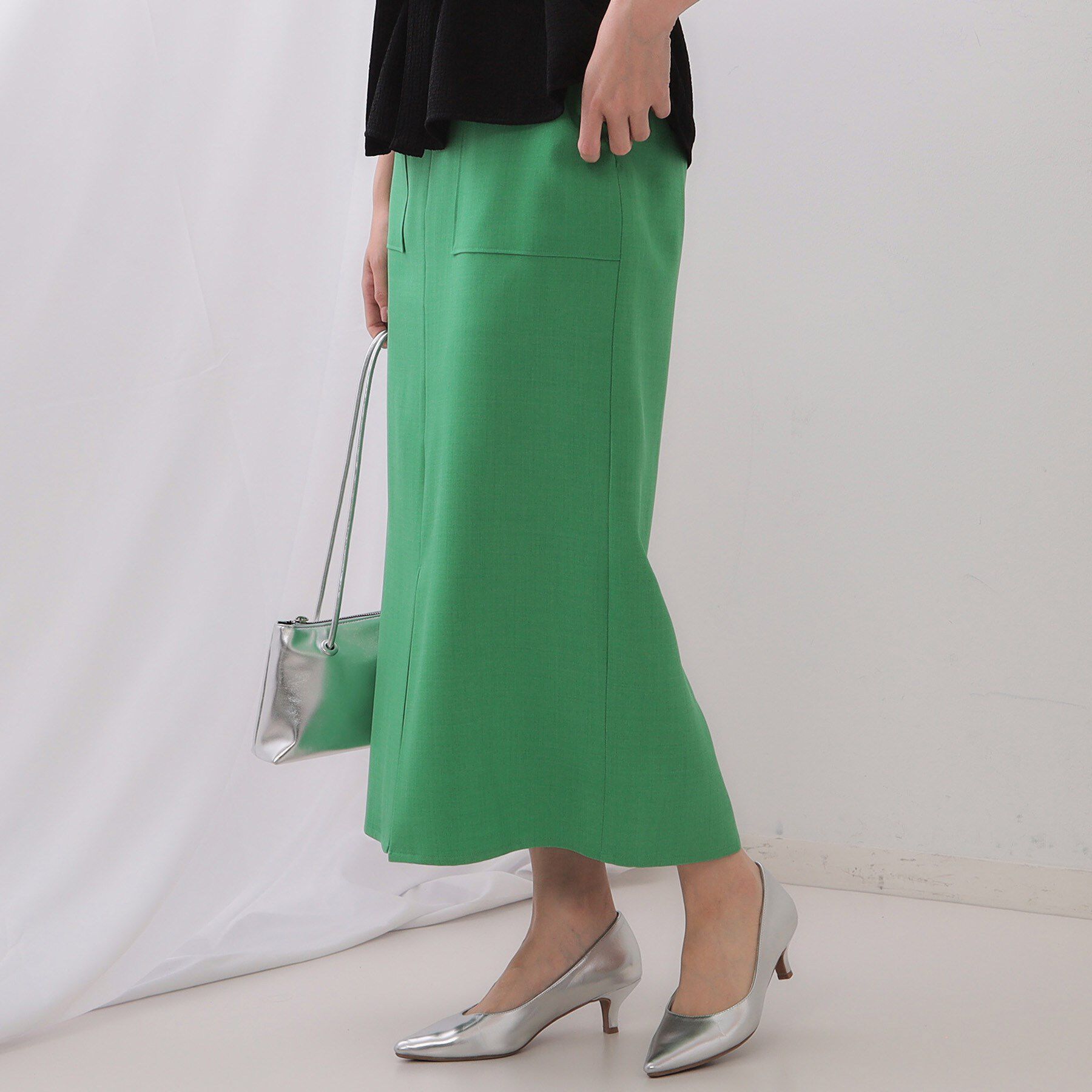 OPAQUE.CLIP「《5色展開/S-LLサイズ》リネンライクストレッチタイトスカート【洗濯機洗い可】」|スカート|