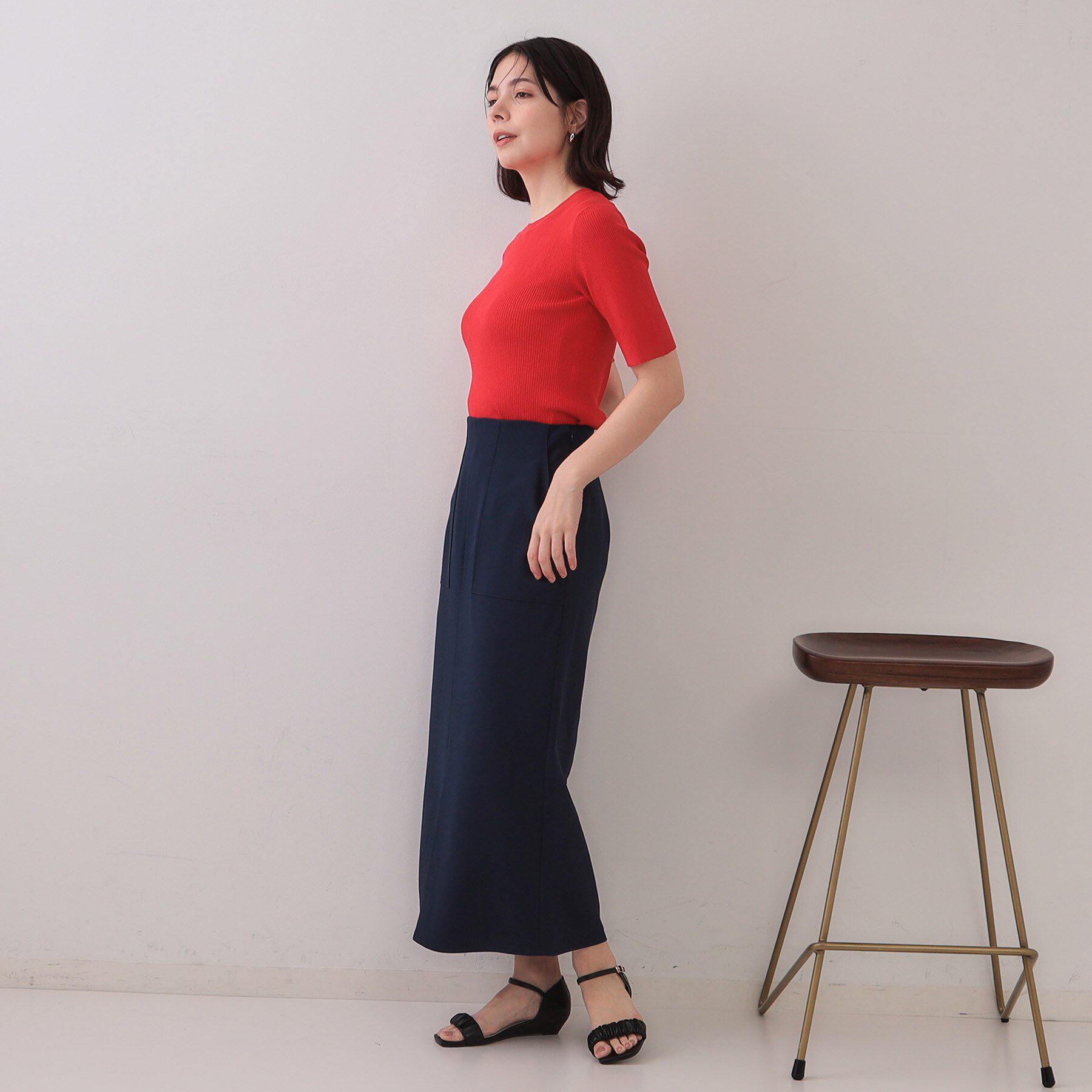 OPAQUE.CLIP「《5色展開/S-LLサイズ》リネンライクストレッチタイトスカート【洗濯機洗い可】」|スカート|