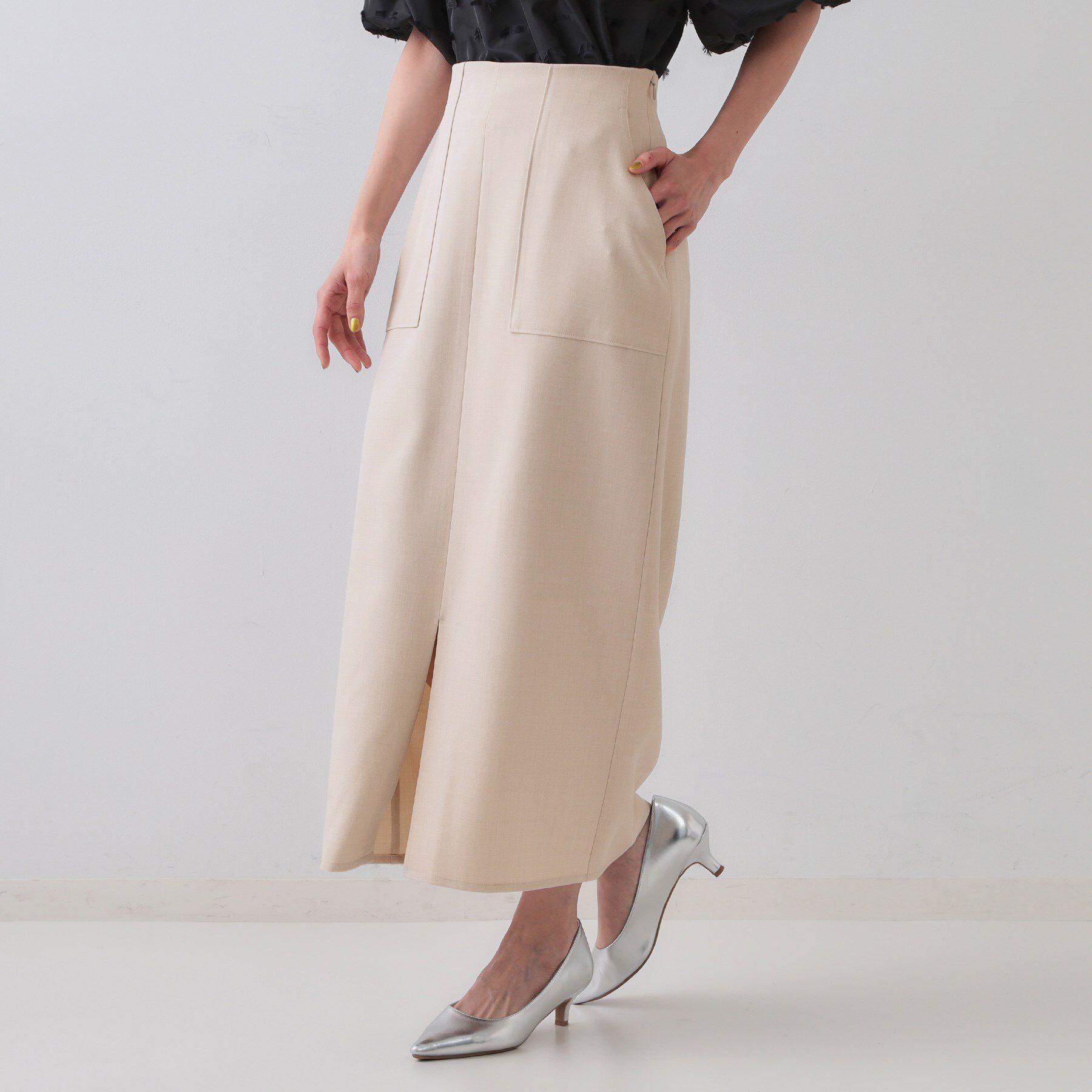 OPAQUE.CLIP「《5色展開/S-LLサイズ》リネンライクストレッチタイトスカート【洗濯機洗い可】」|スカート|