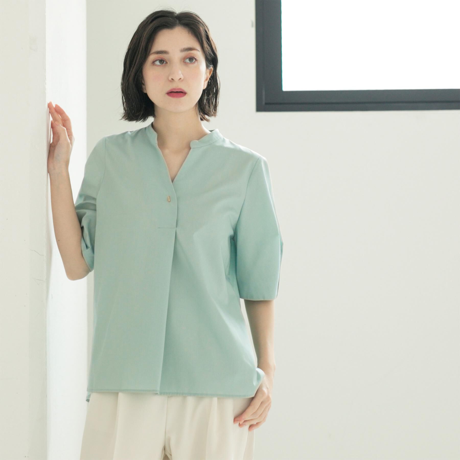 OPAQUE.CLIP「スキッパータックスリーブブラウス【洗濯機洗い可】」|シャツ・ブラウス|