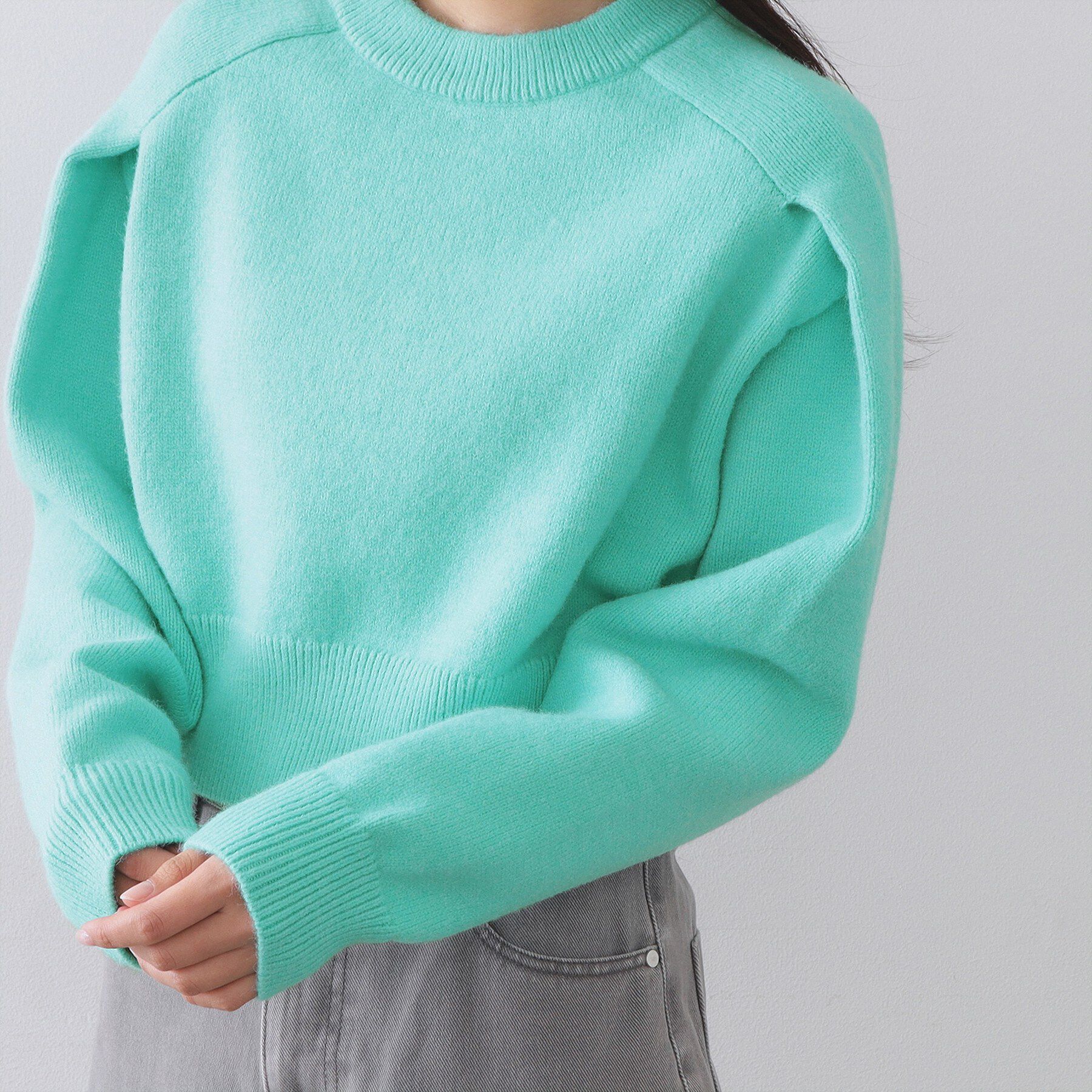 OPAQUE.CLIP「ショルダータックショートニット【洗濯機OK】」|ニット・セーター|