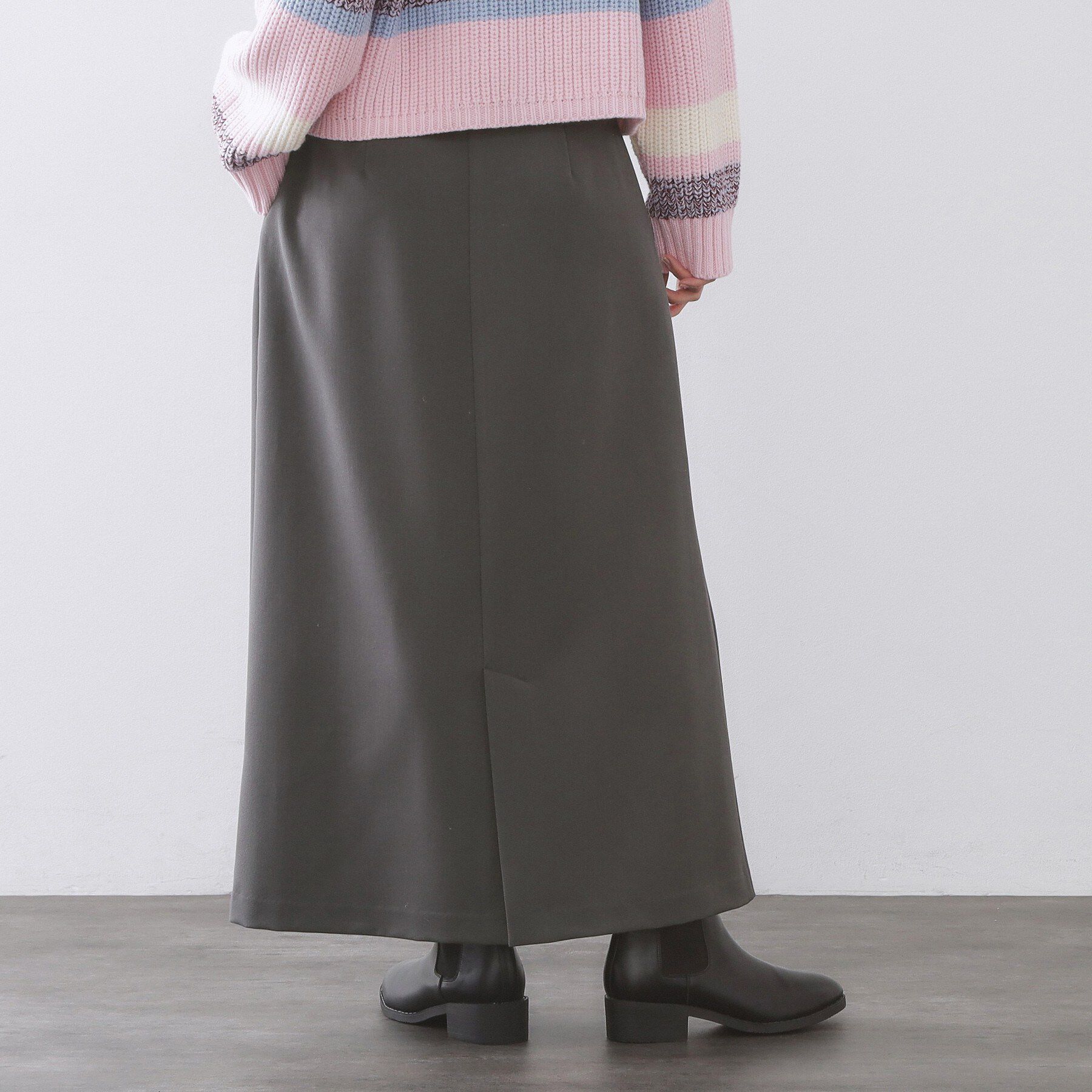 OPAQUE.CLIP「ボーダーリブ使いナロースカート【洗濯機OK】」|スカート|