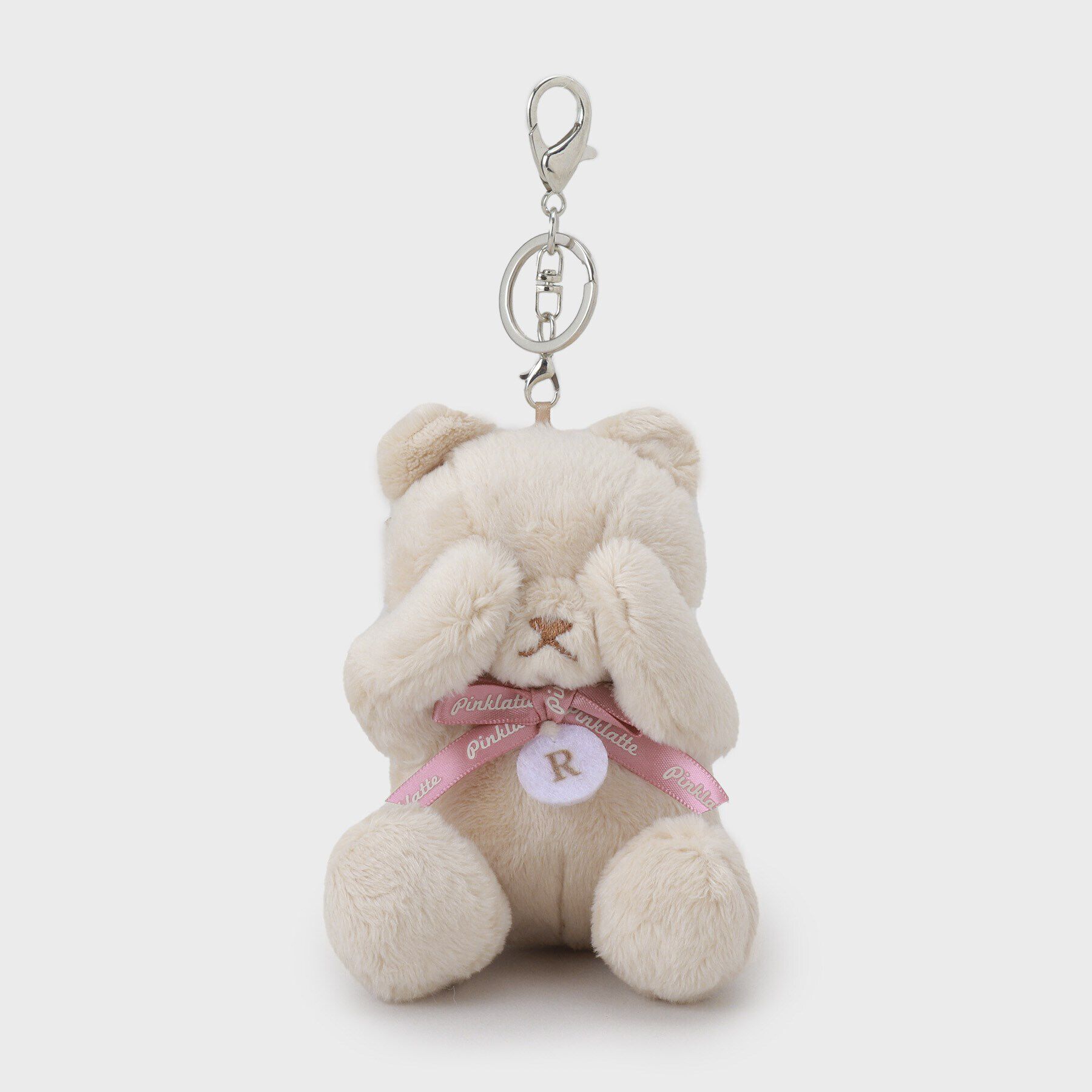 PINK-latte「【イニシャル】くまぬいぐるみチャーム」|キーケース|ベージュ(252)