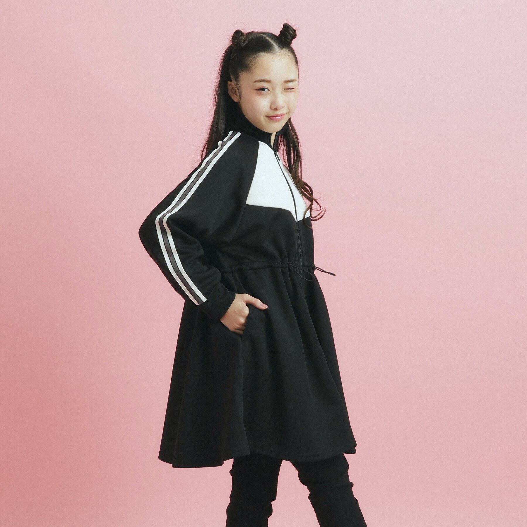 PINK-latte「ドローコード付きジャージワンピース」|ワンピース|