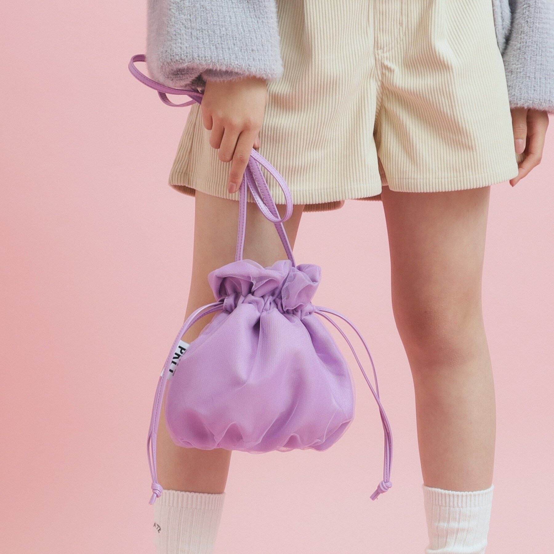 PINK-latte「チュールバッグ」|ハンドバッグ|パープル(081)