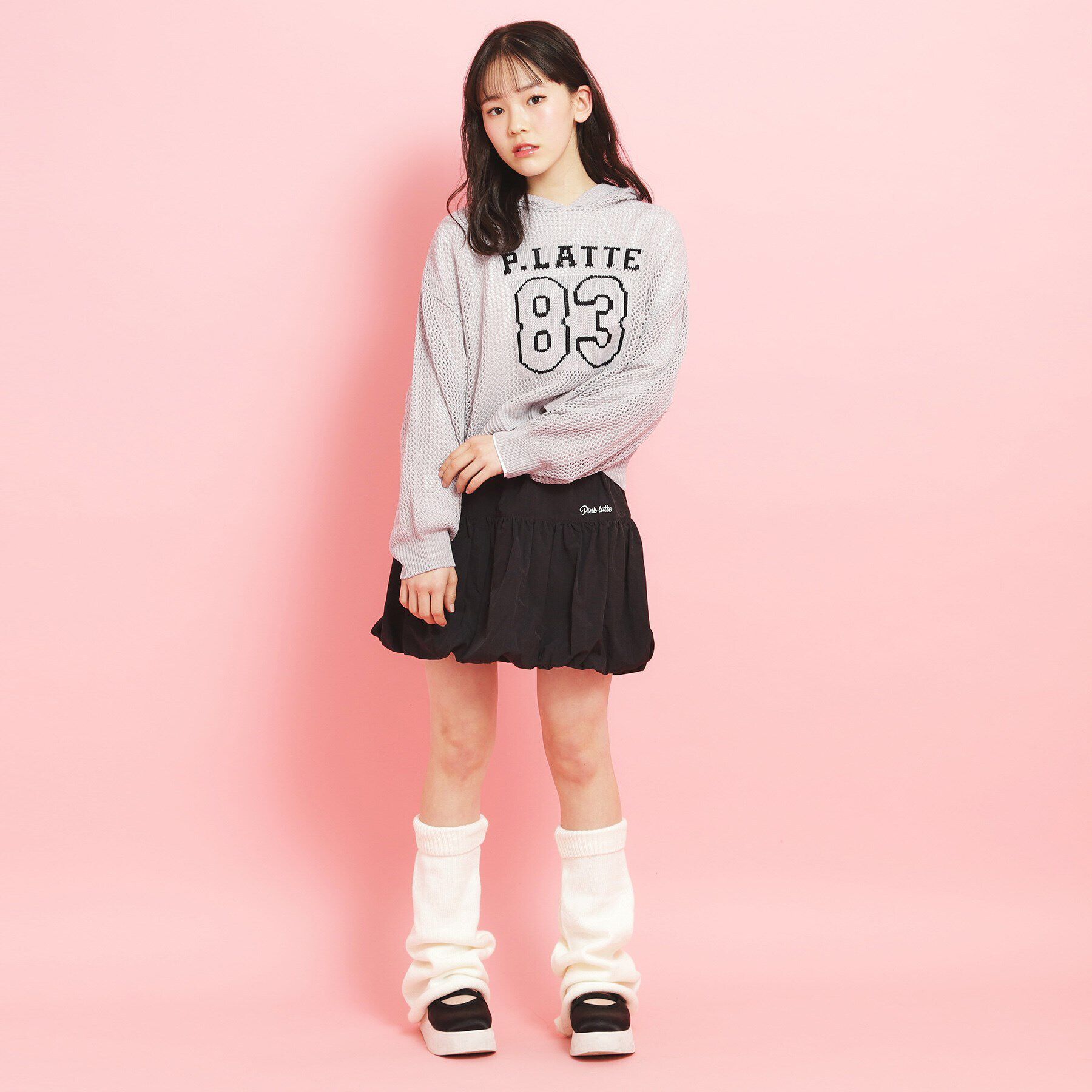PINK-latte「【セットアイテム】ナンバリングメッシュ＋ロンT」|ニット・セーター|