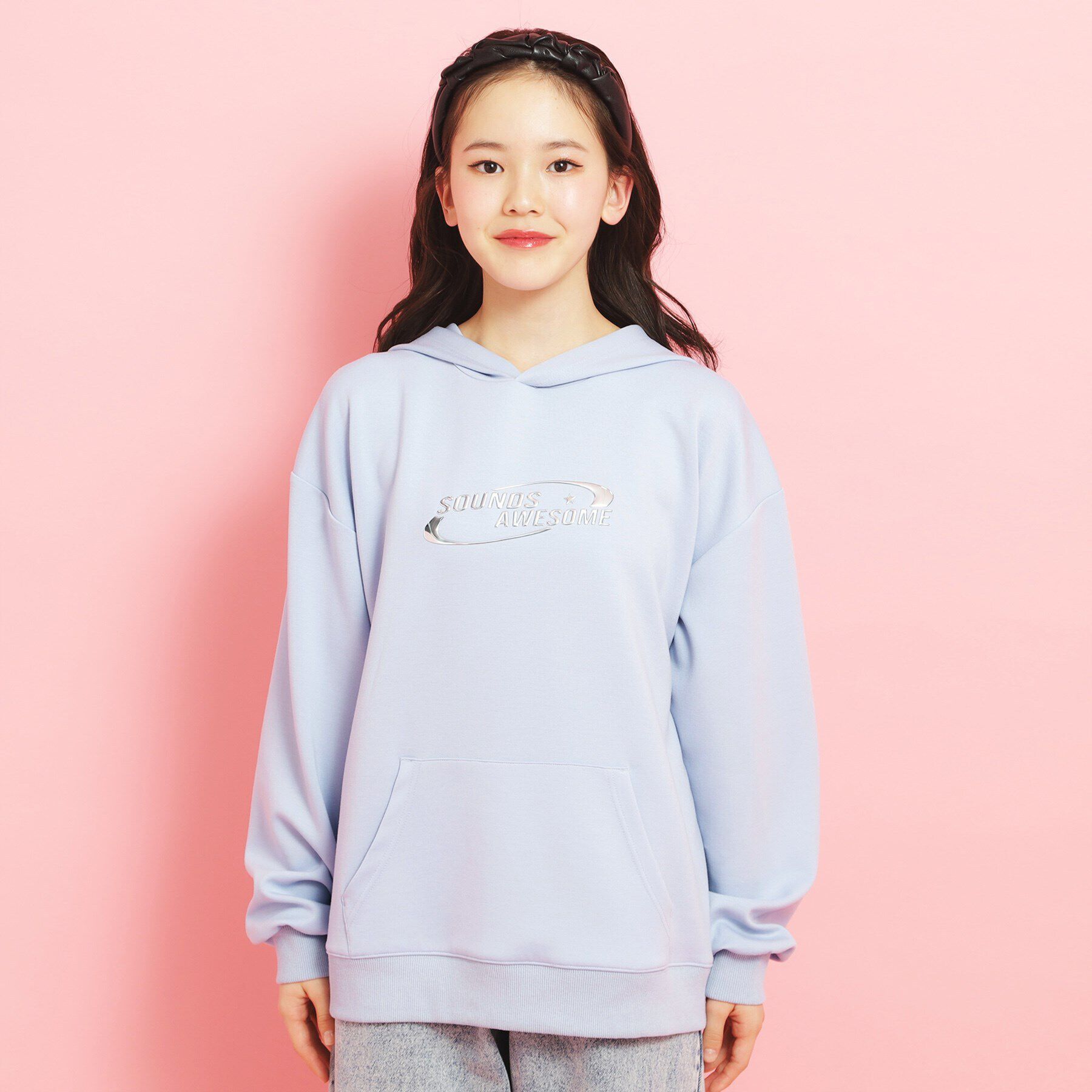 PINK-latte「シルバーワッペンポンチパーカ」|パーカー|