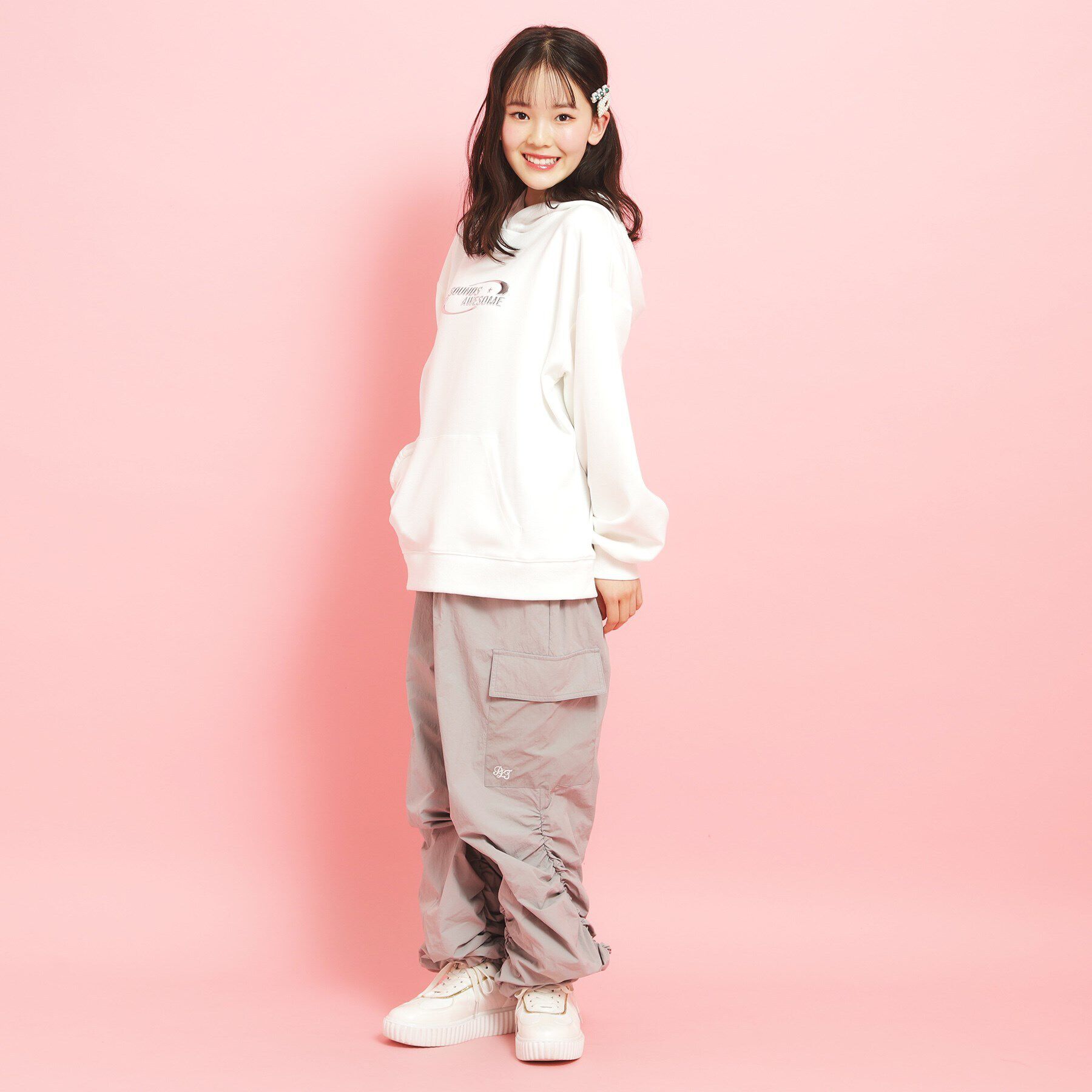 PINK-latte「シルバーワッペンポンチパーカ」|パーカー|