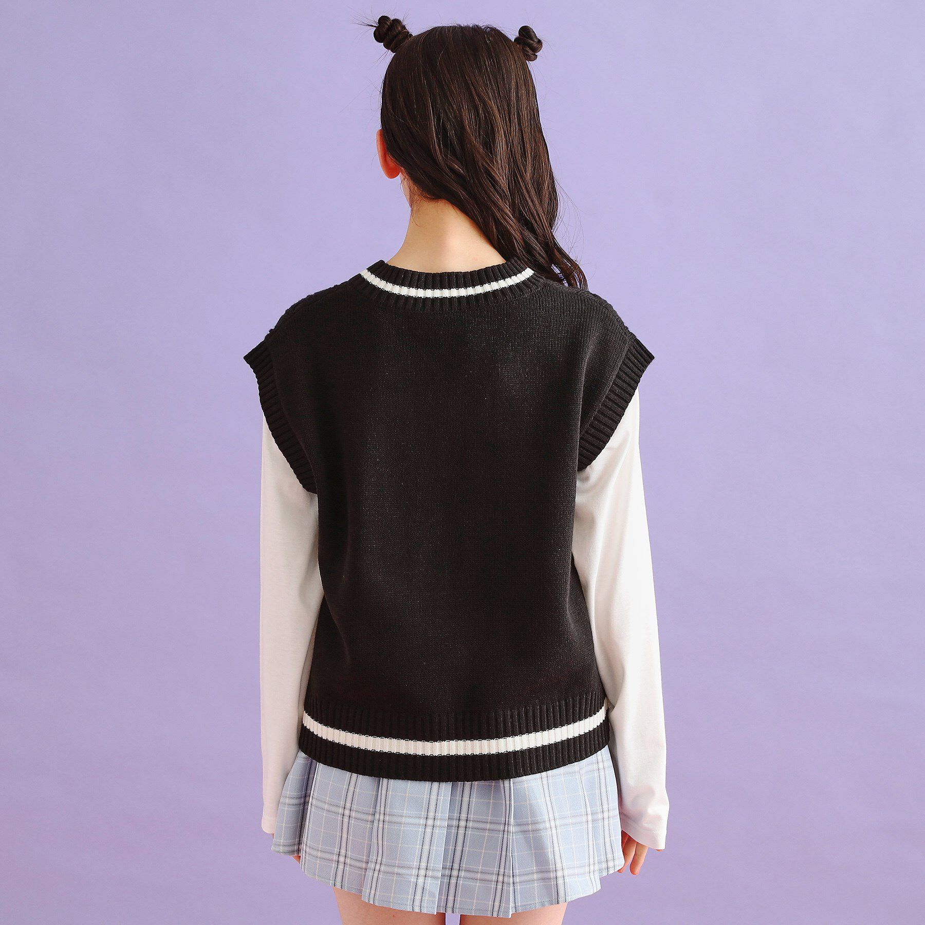 PINK-latte「【SETアイテム】手書き風ニットベスト＋ロンTセット」|その他|