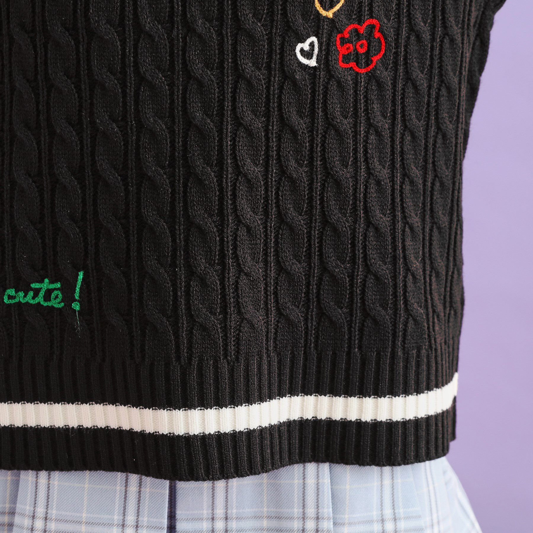 PINK-latte「【SETアイテム】手書き風ニットベスト＋ロンTセット」|その他|