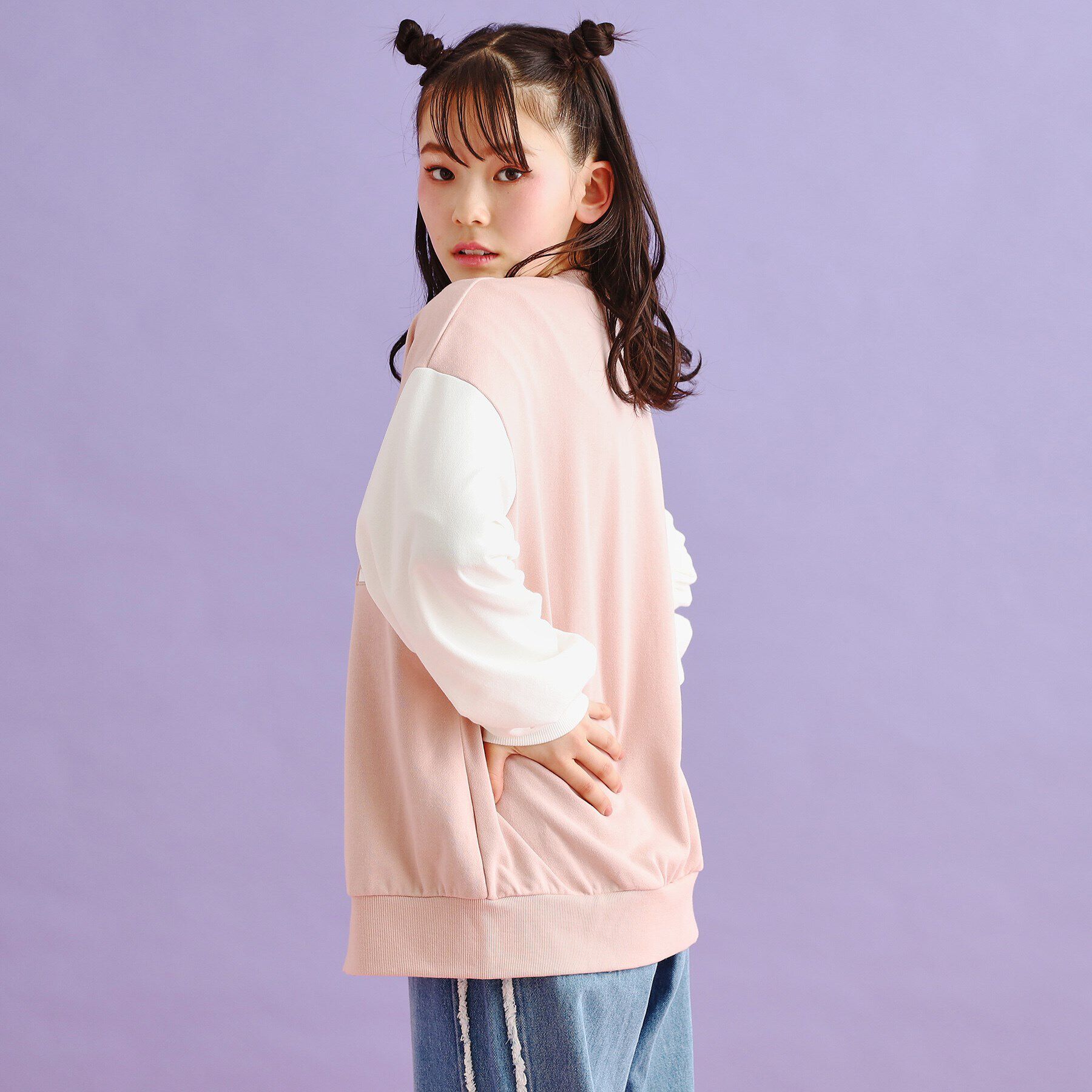 PINK-latte「裏毛配色ロゴカーディガン」|カーディガン|