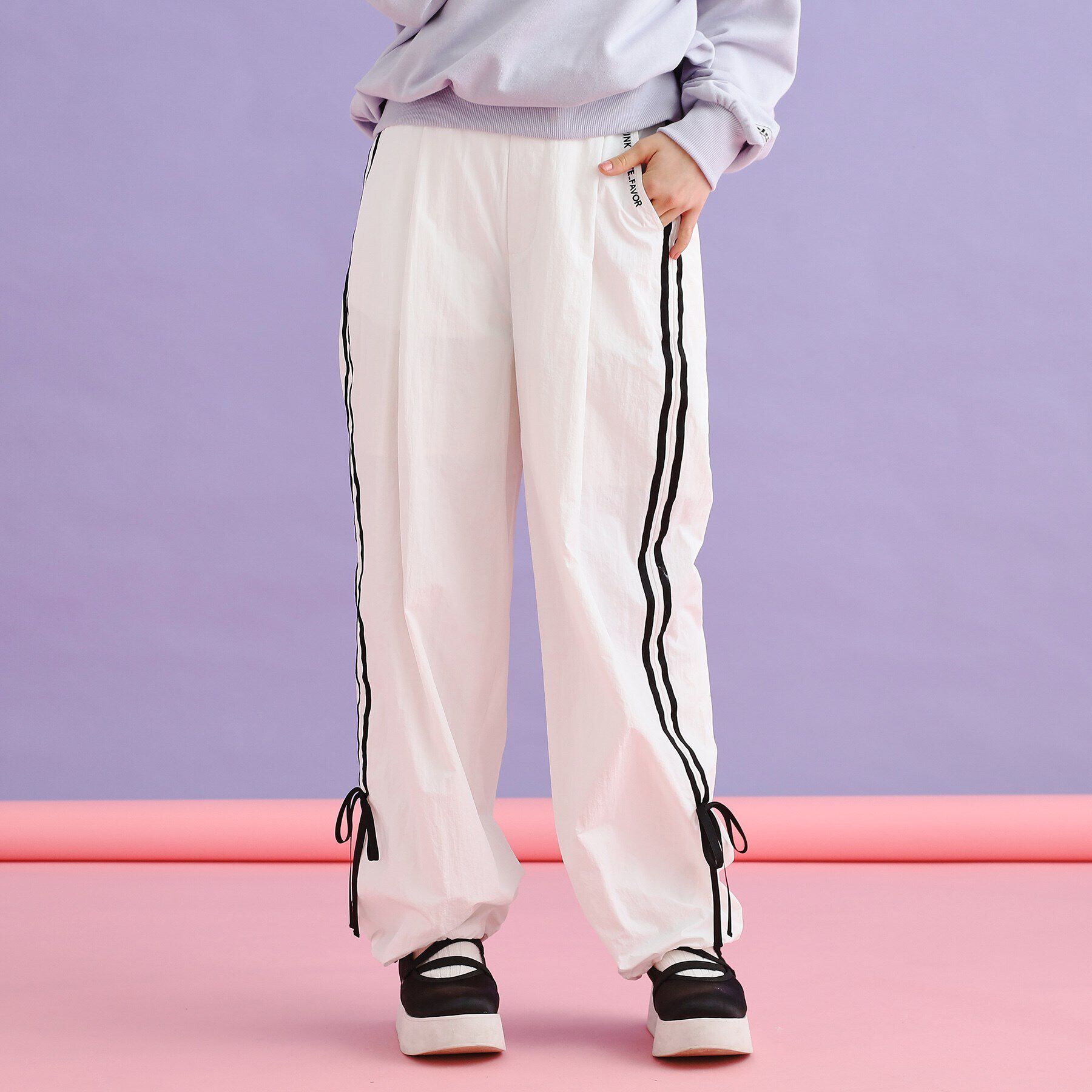 PINK-latte「ラインリボンシャカパンツ」|その他|オフホワイト(003